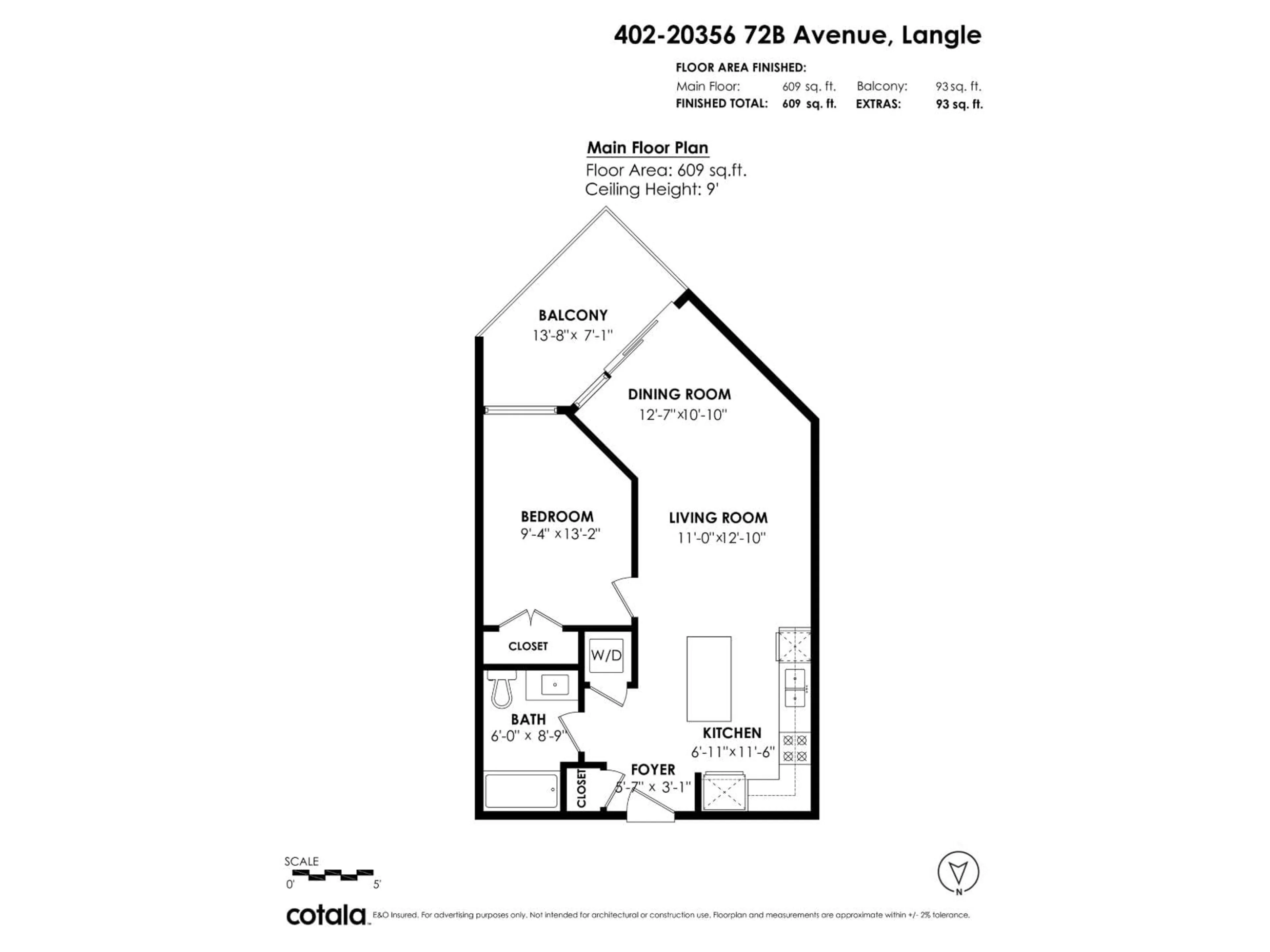 Floor plan for 402 - 20356 72B AVENUE, Langley British Columbia V2Y4J9