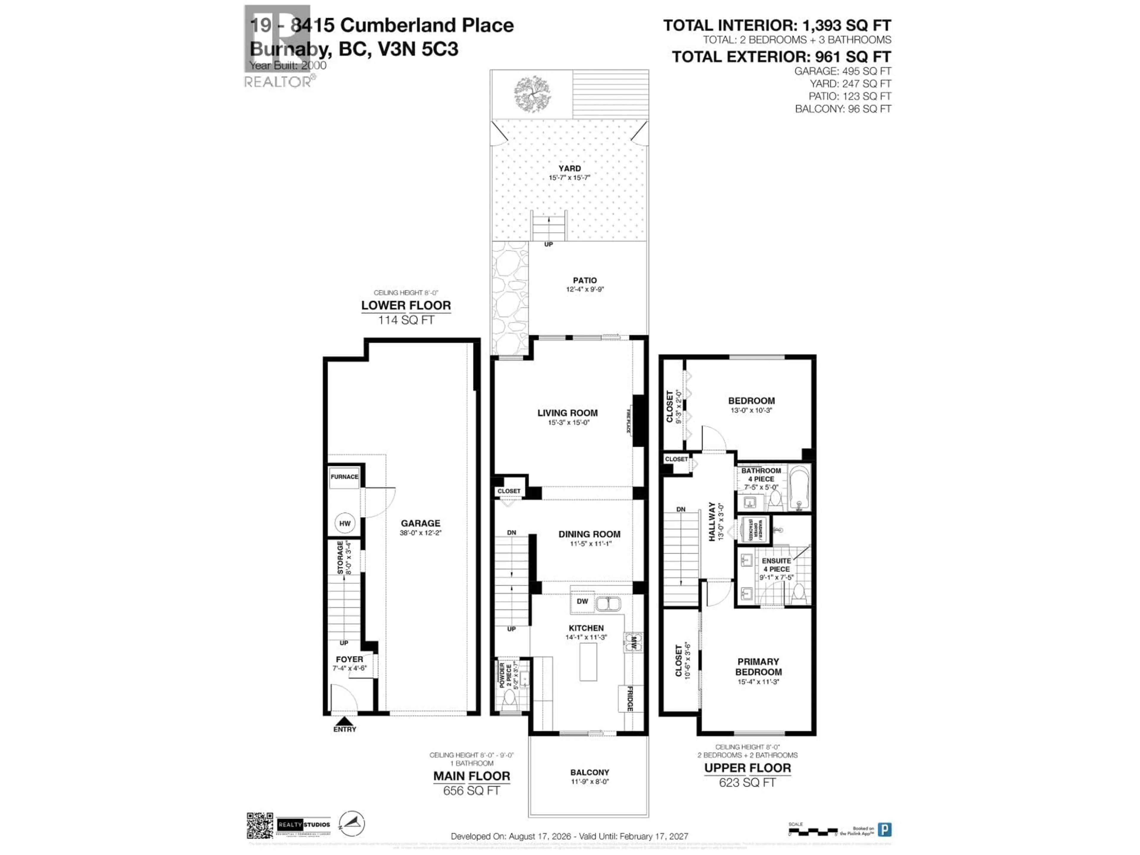 Floor plan for 19 - 8415 CUMBERLAND PLACE, Burnaby British Columbia V3N5C3