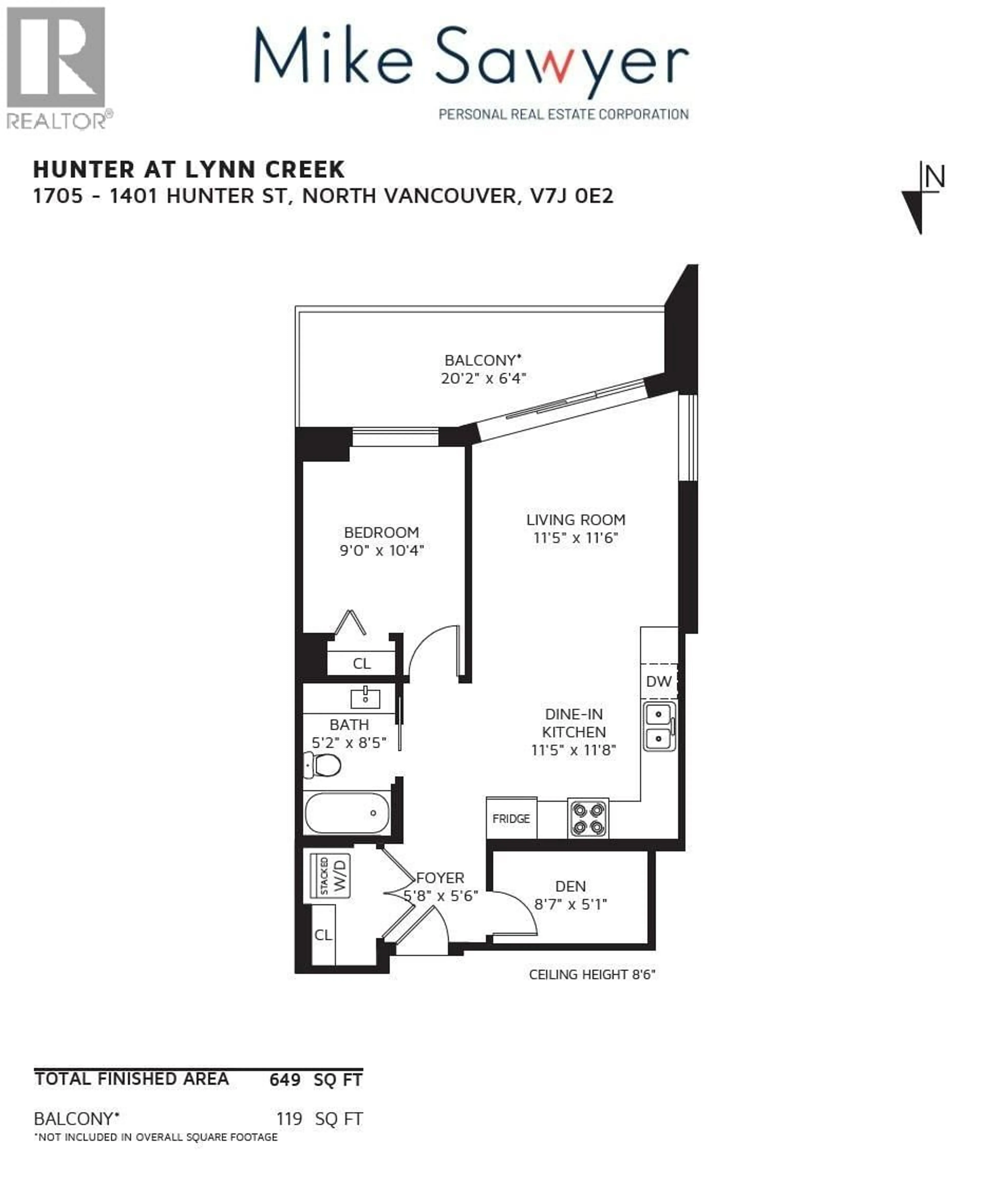 Floor plan for 1705 - 1401 HUNTER STREET, North Vancouver British Columbia V7J0E2