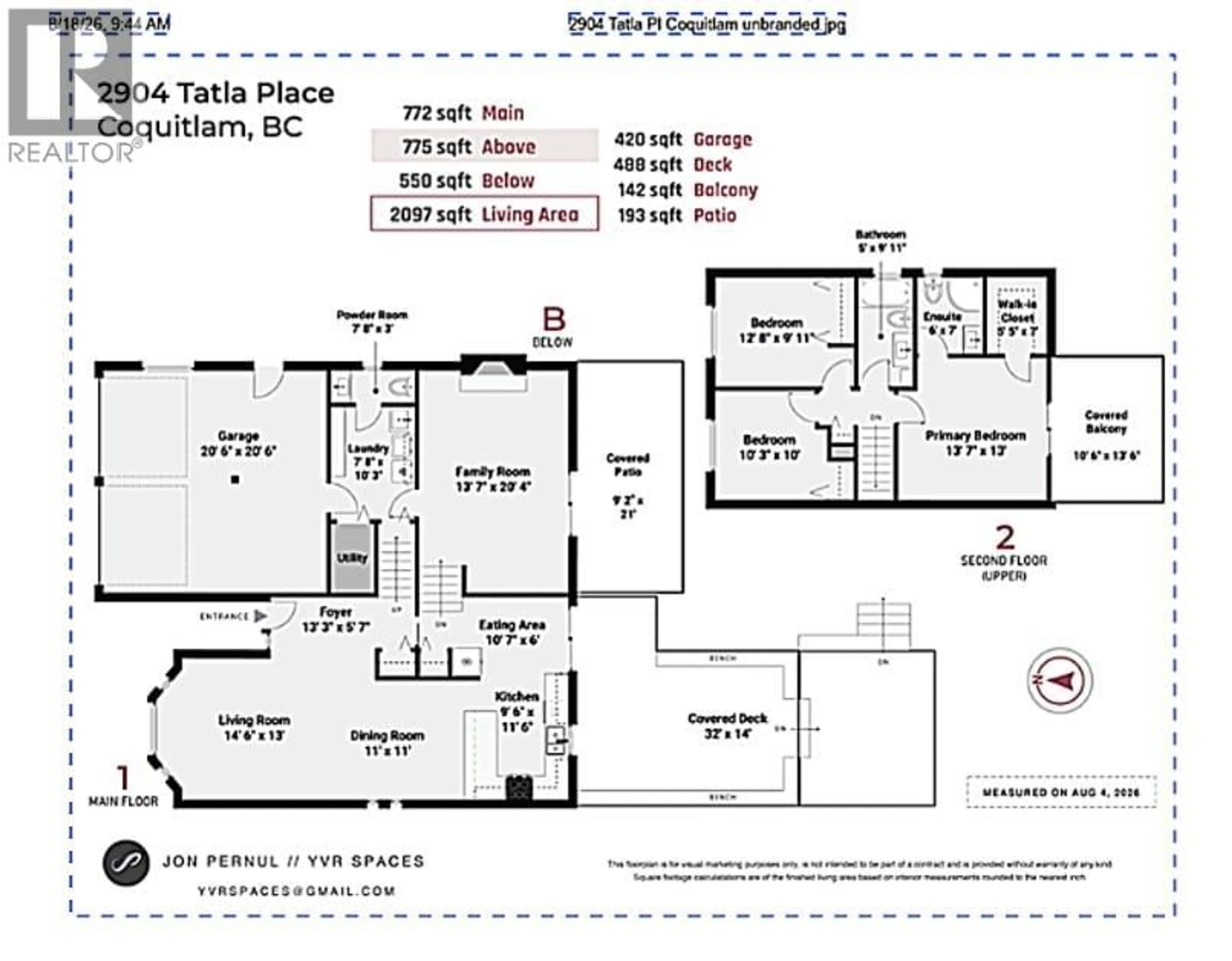 Floor plan for 2904 TATLA PLACE, Coquitlam British Columbia V3C4W8