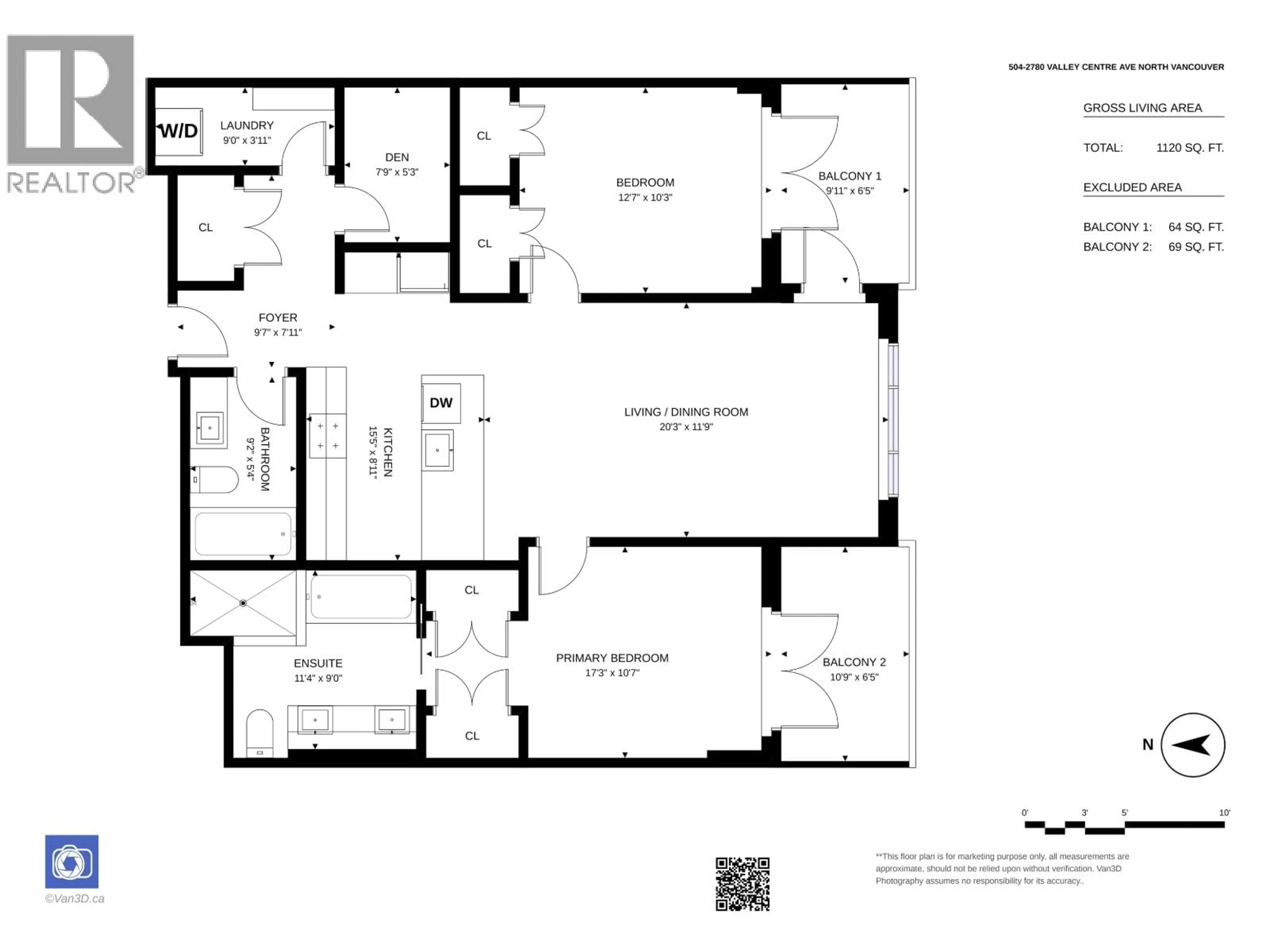 Floor plan for 504 - 2780 VALLEY CENTRE AVENUE, North Vancouver British Columbia V7J0C4