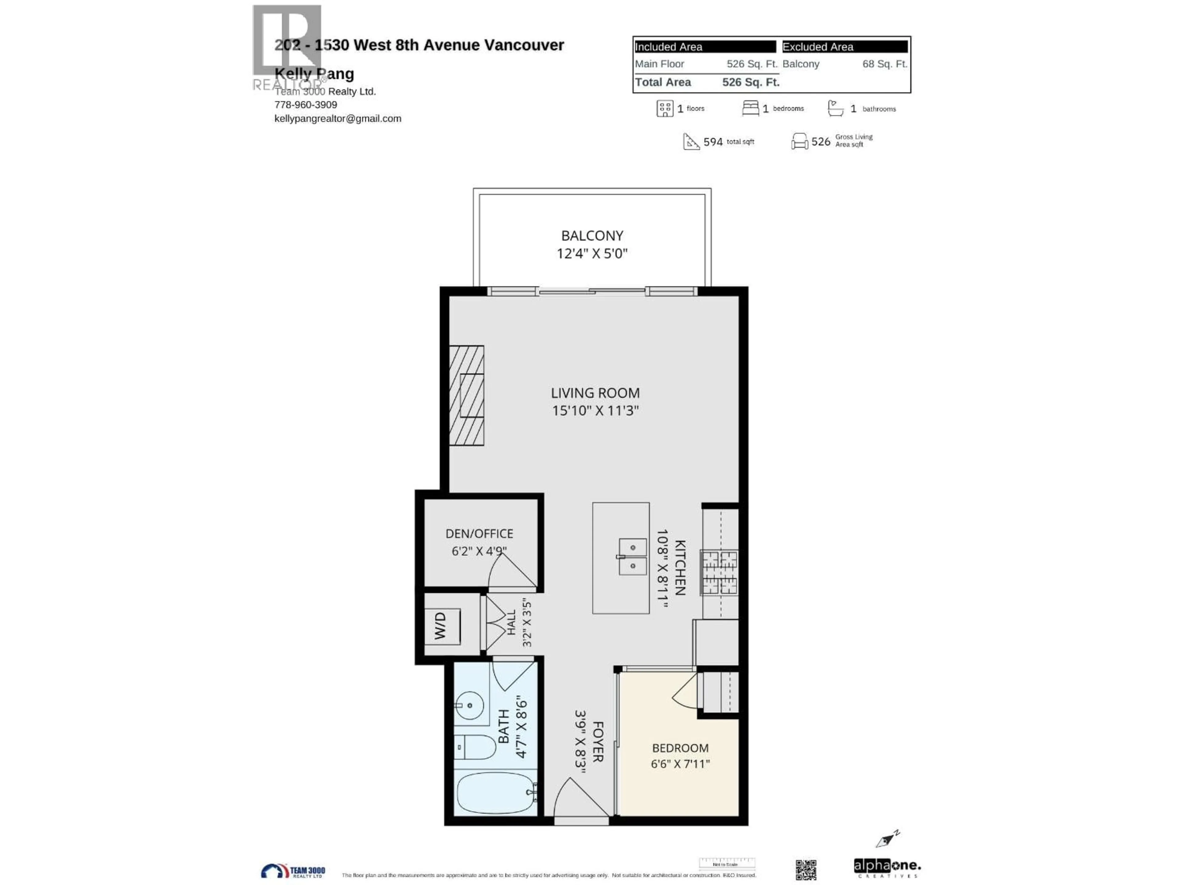 Floor plan for 202 - 1530 8TH AVENUE, Vancouver British Columbia V6J5M6