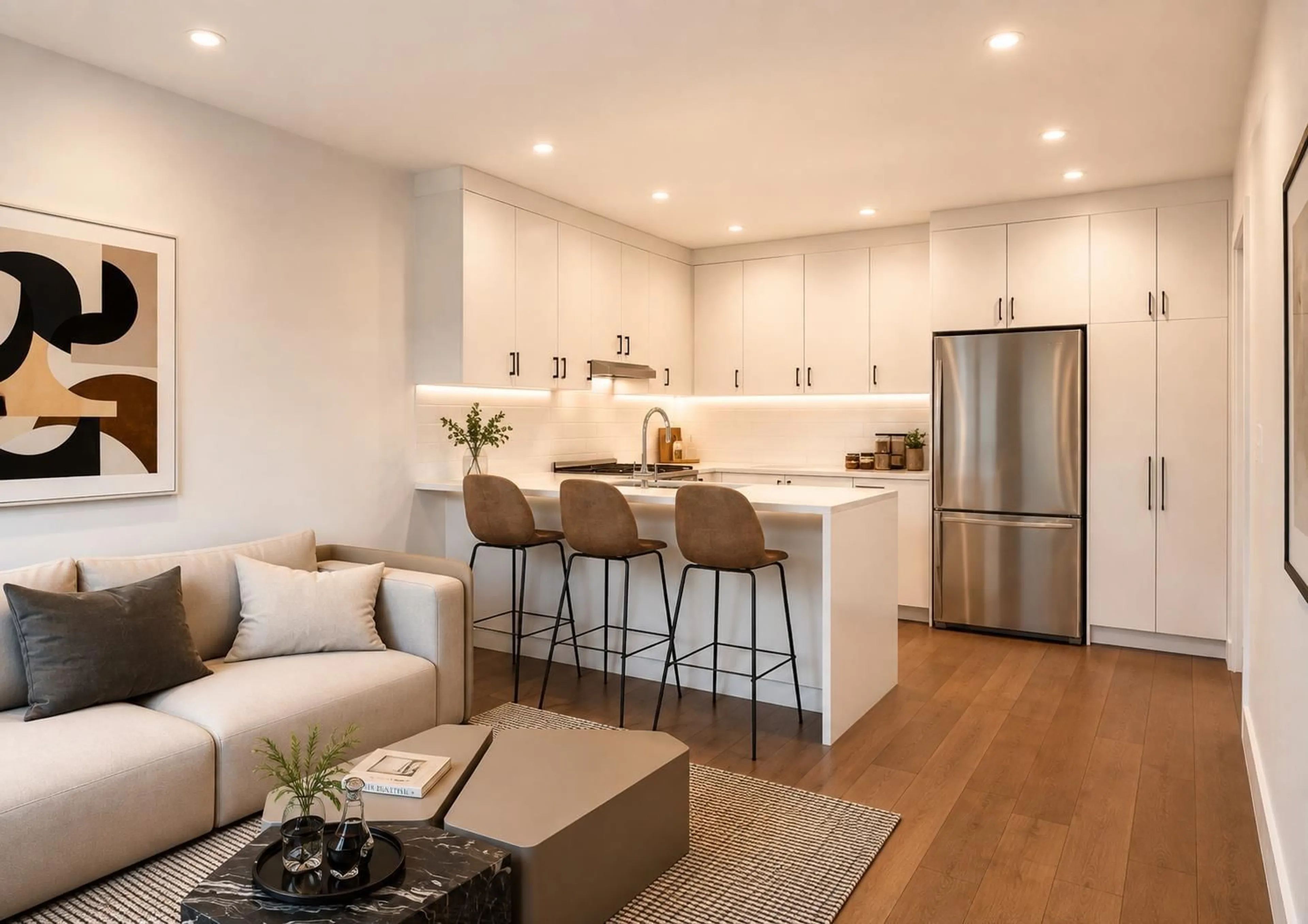 Open concept kitchen, wood/laminate floor for 9183 NAGASAKA LANE, Delta British Columbia V4C3K7