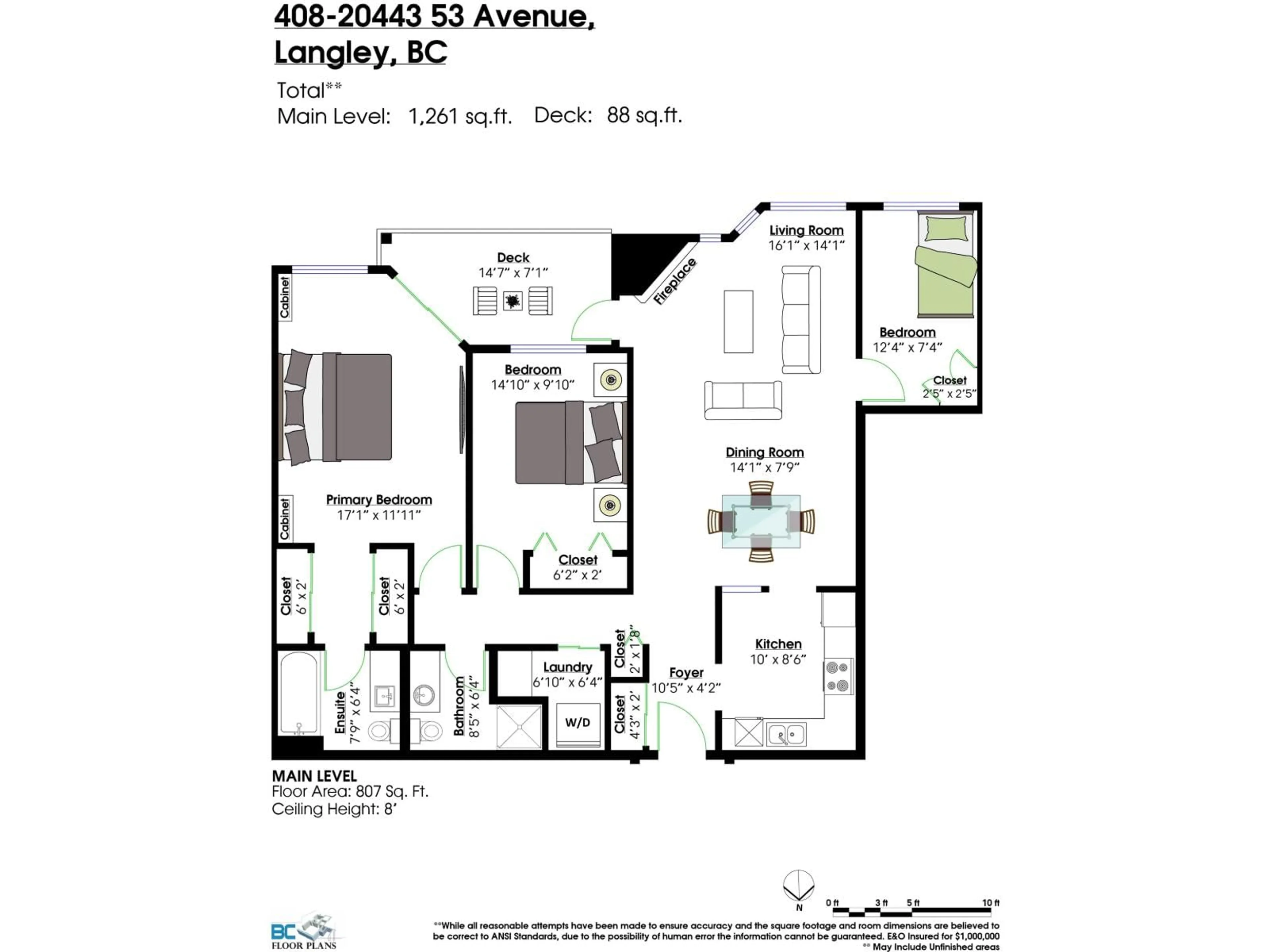 Floor plan for 408 - 20443 53 AVENUE, Langley British Columbia V3A7A6