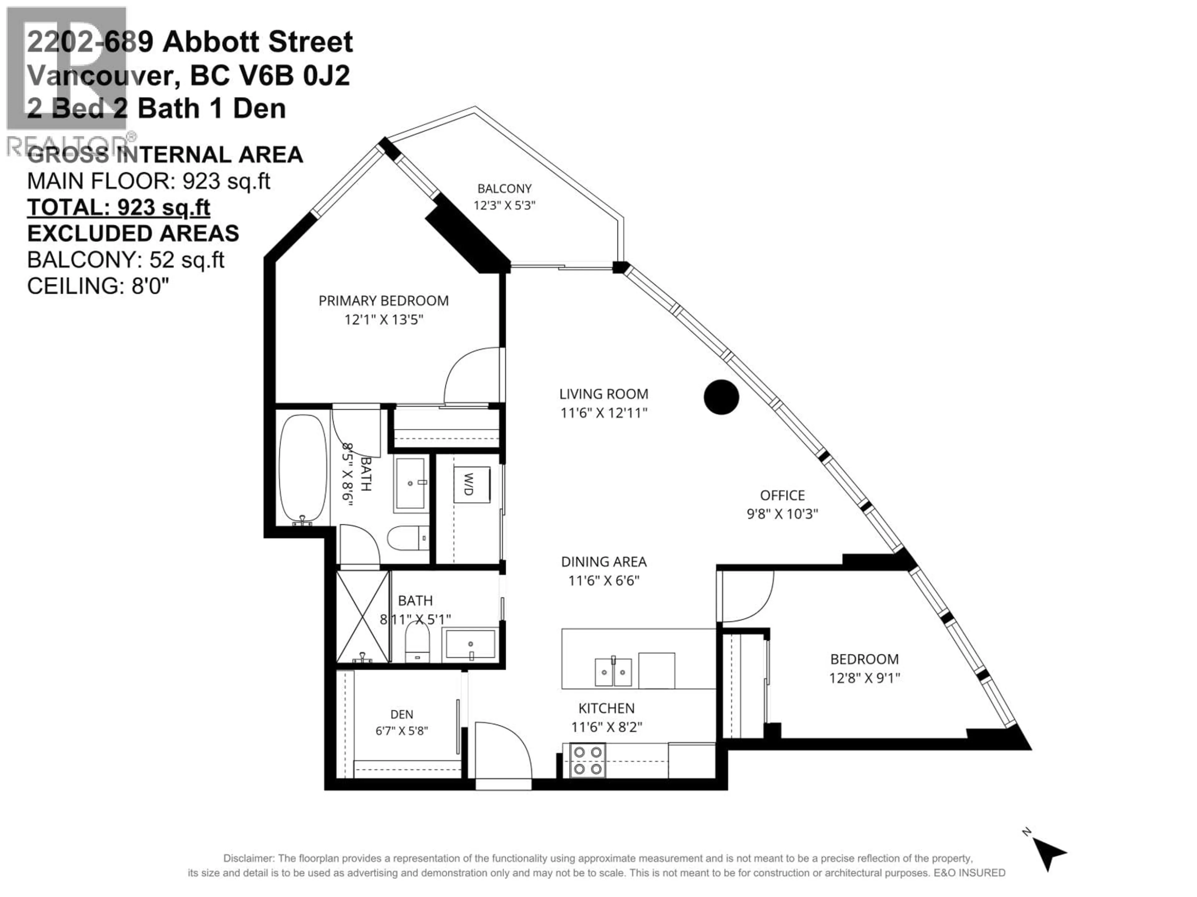 Floor plan for 2202 - 689 ABBOTT STREET, Vancouver British Columbia V6B0J2