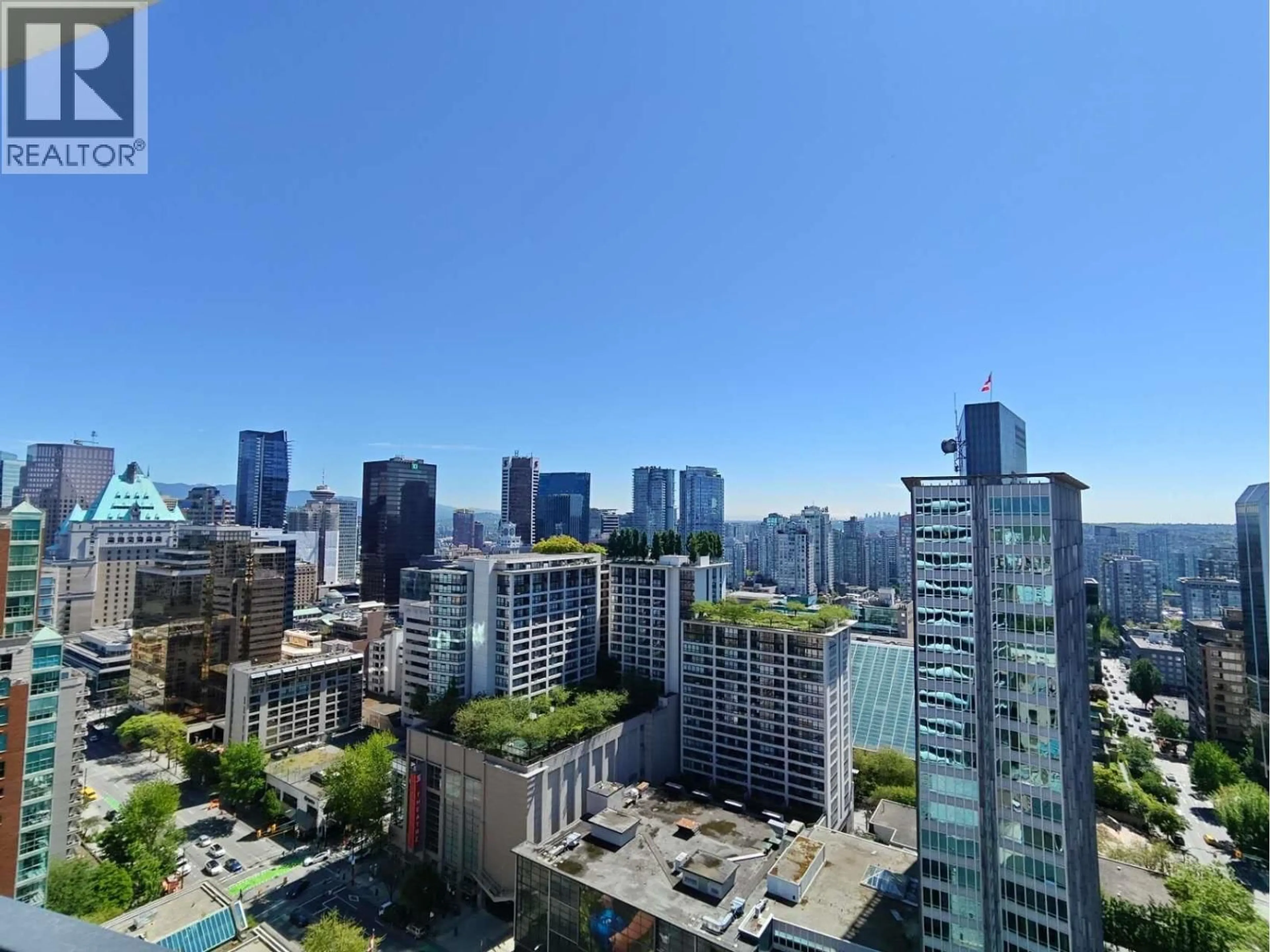 A pic from outside/outdoor area/front of a property/back of a property/a pic from drone, city buildings view from balcony for 2301 - 1033 NELSON STREET, Vancouver British Columbia V6E0E5