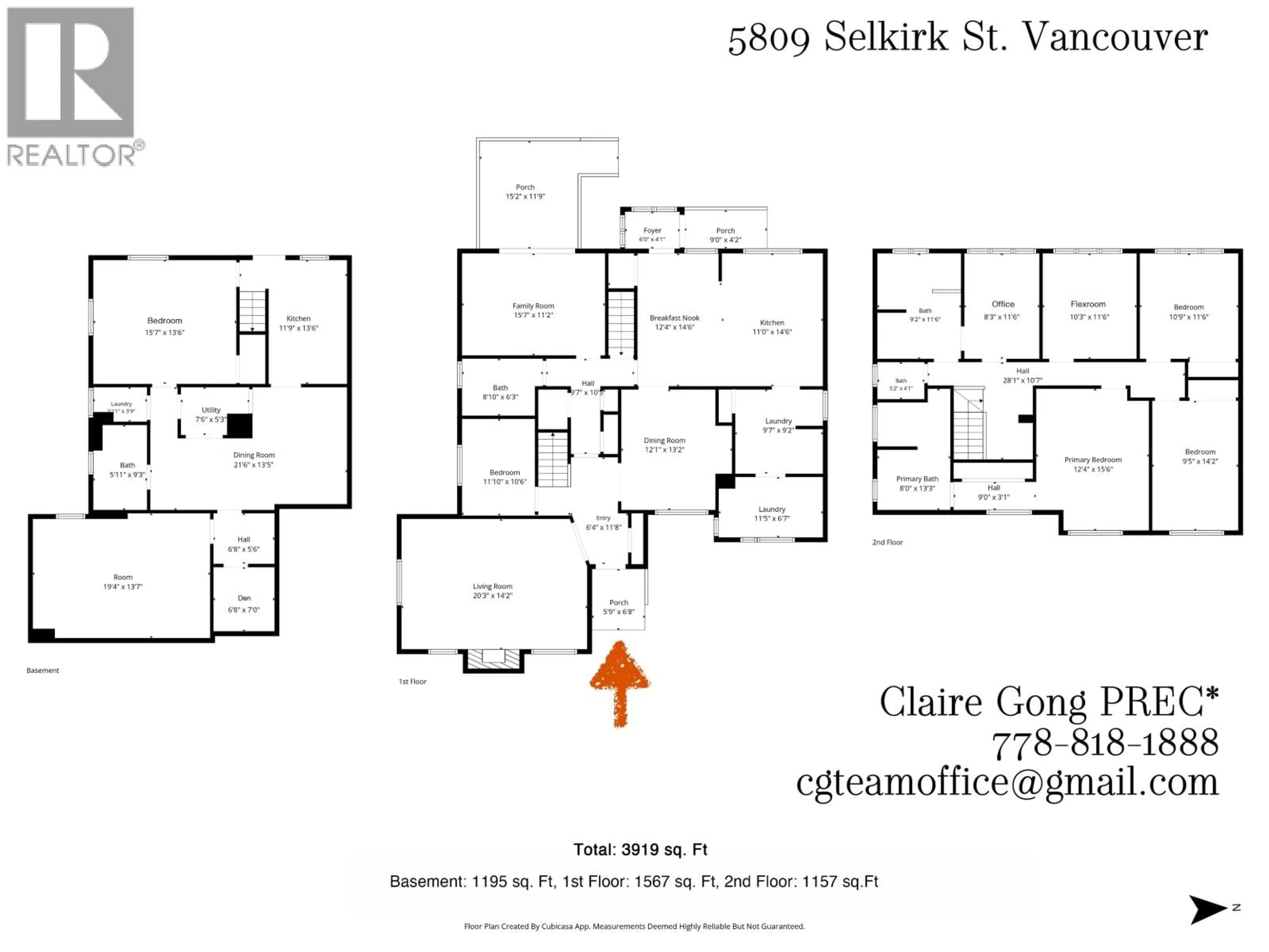 Floor plan for 5809 SELKIRK STREET, Vancouver British Columbia V6M2Y5
