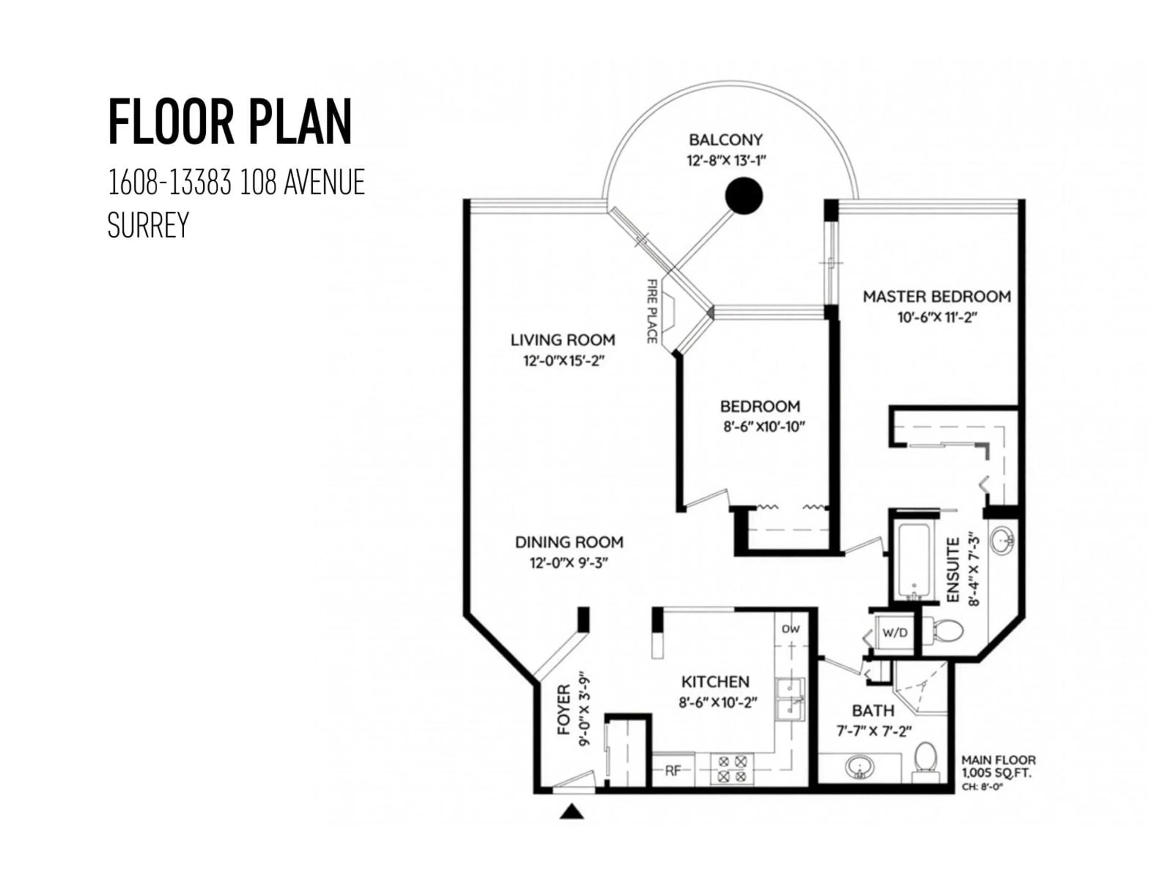 Floor plan for 1608 - 13383 108 AVENUE, Surrey British Columbia V3T5T6
