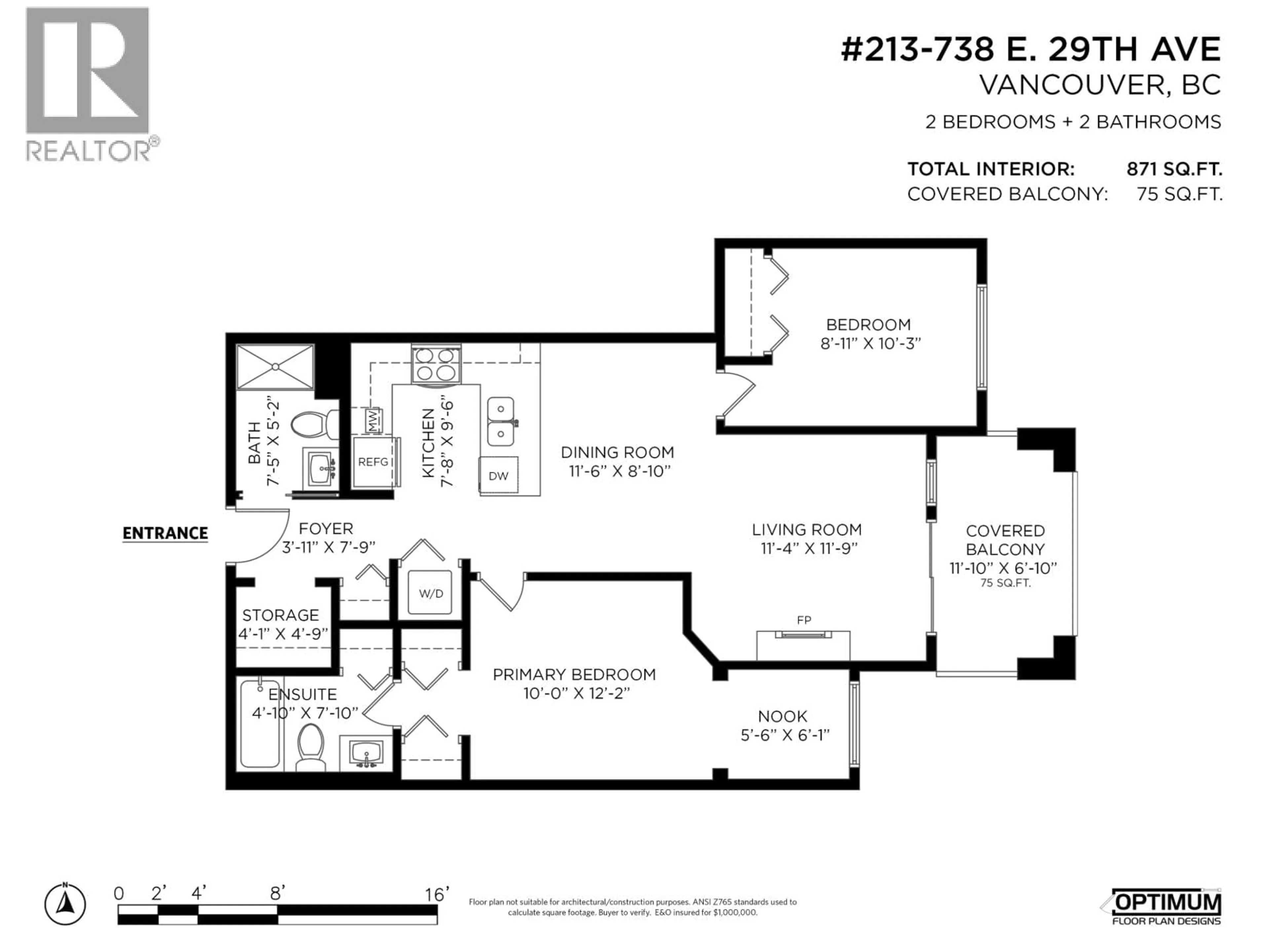 Floor plan for 213 - 738 29TH AVENUE, Vancouver British Columbia V5V0B6