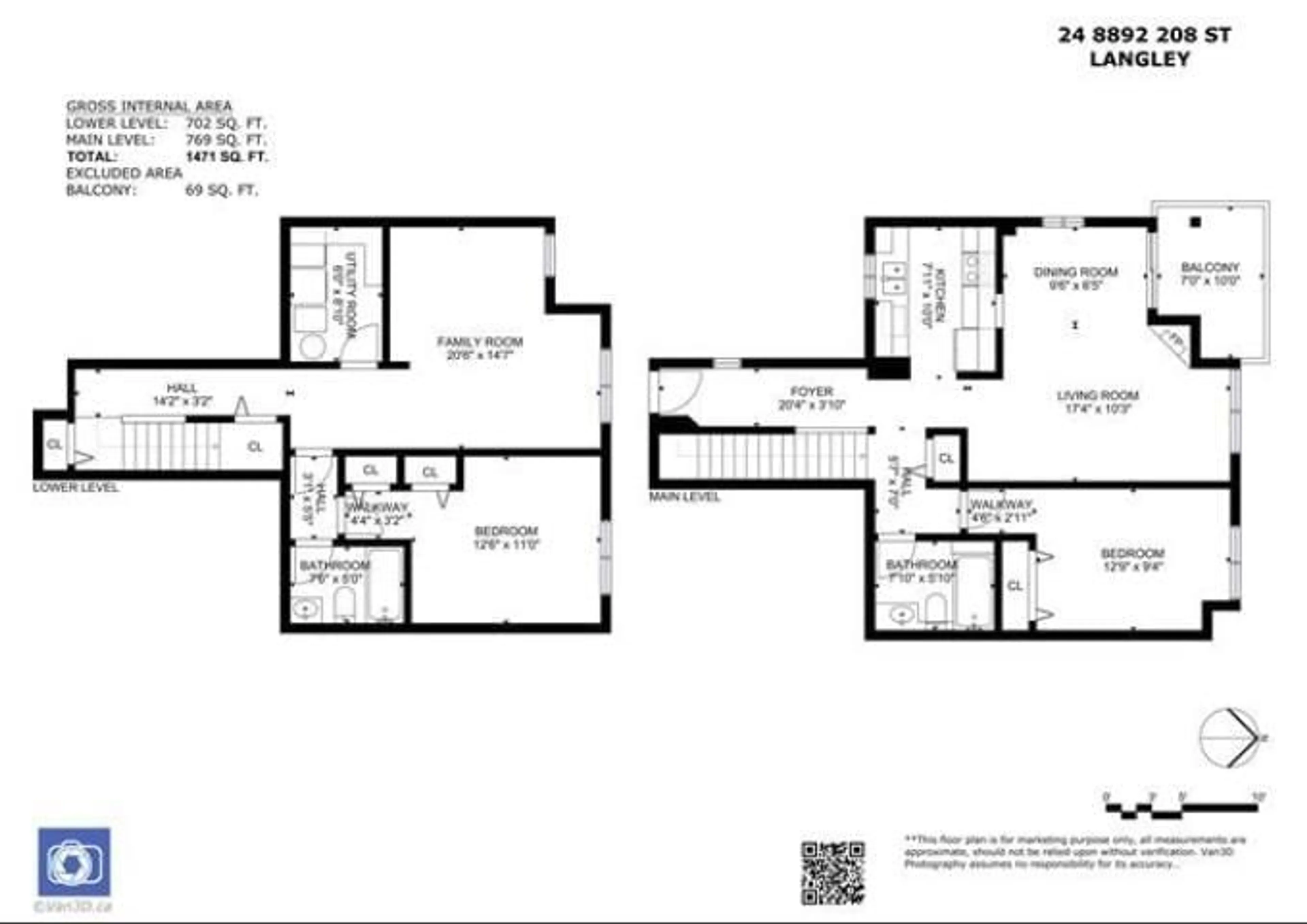 Floor plan for 24 - 8892 208 STREET, Langley British Columbia V1M2N8