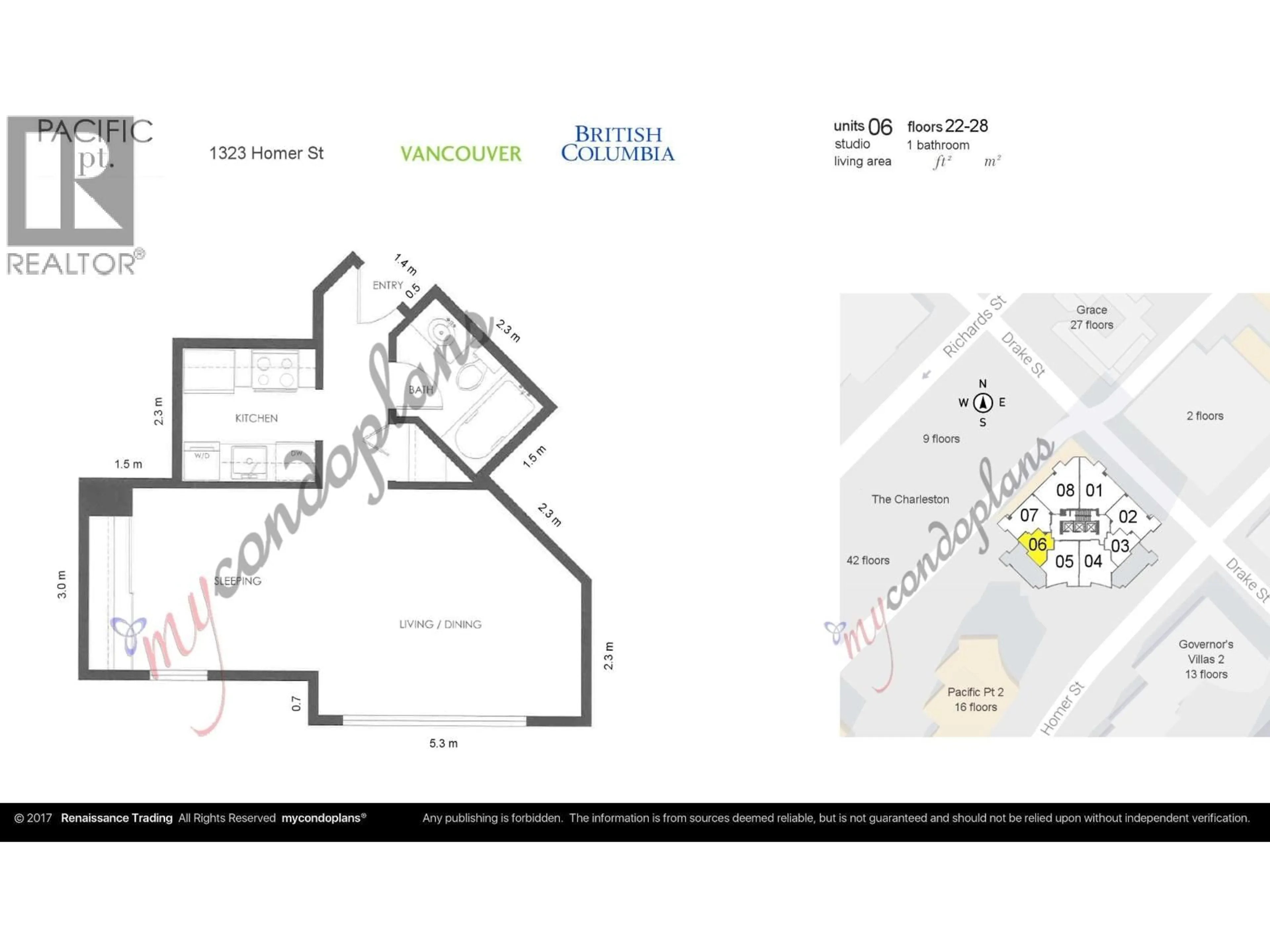 Floor plan for 2706 - 1323 HOMER STREET, Vancouver British Columbia V6B5T1