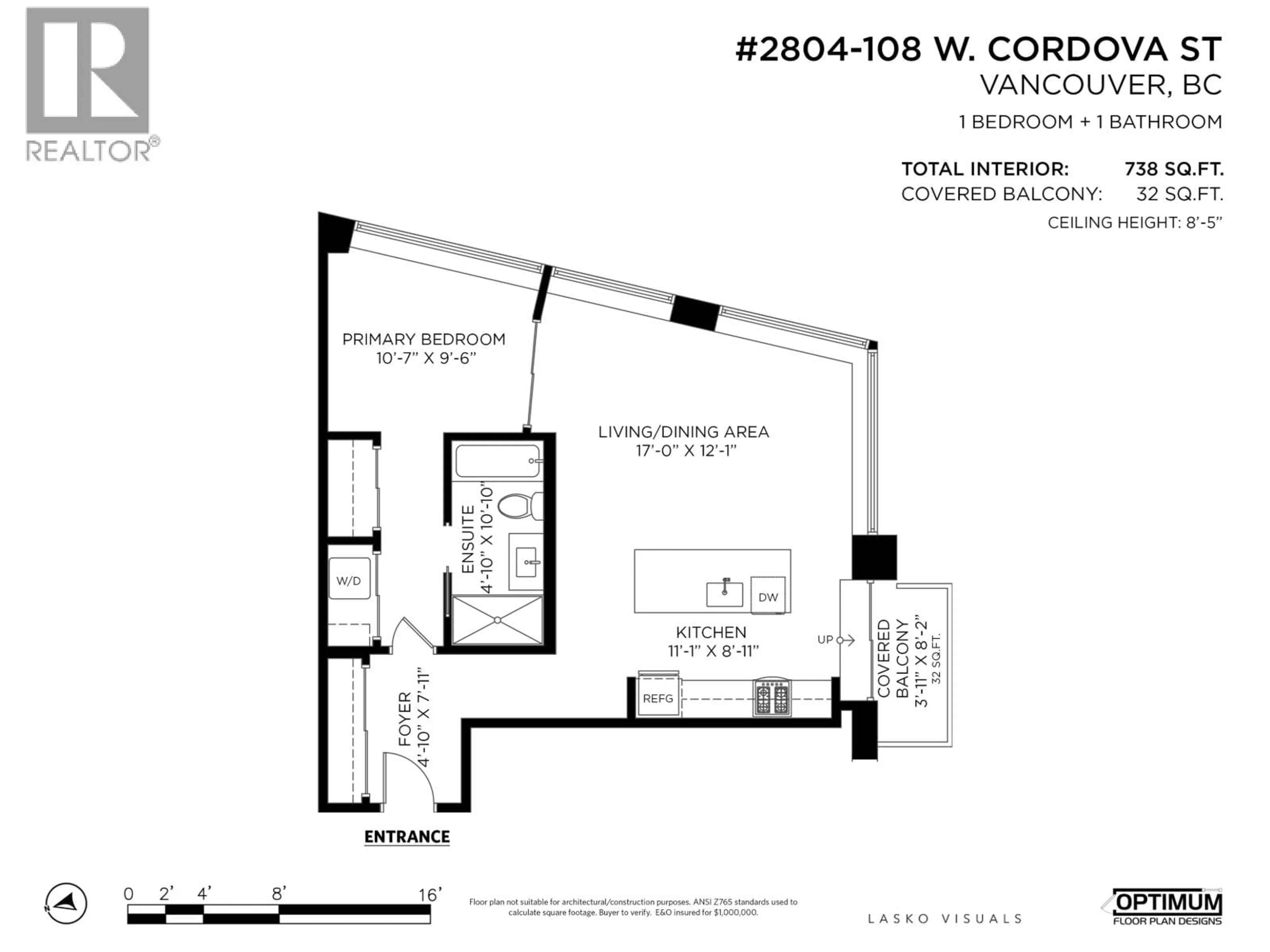 Floor plan for 2804 - 108 CORDOVA STREET, Vancouver British Columbia V6B0G5