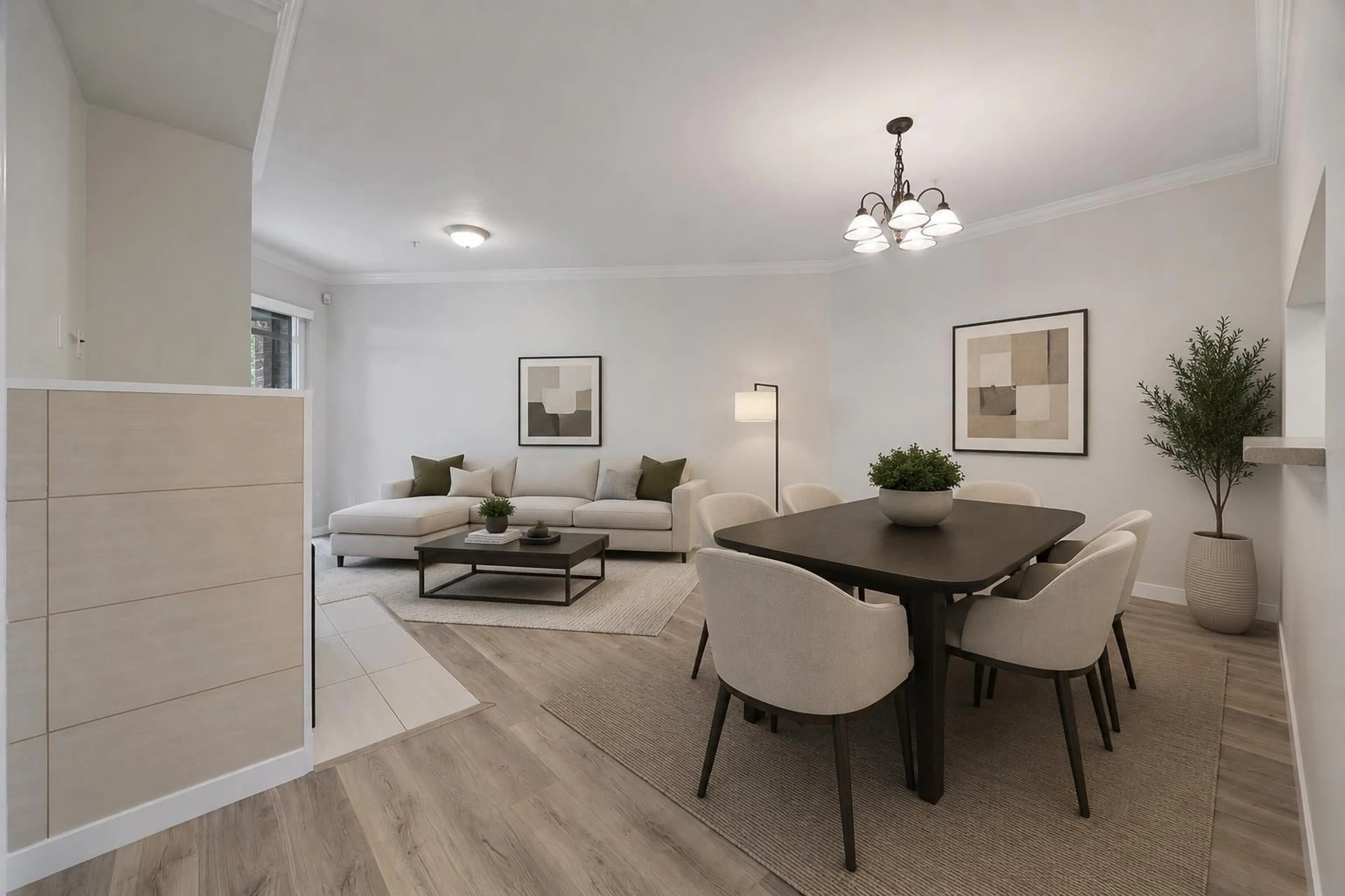 Living room with furniture, wood/laminate floor for 117 - 20259 MICHAUD CRESCENT, Langley British Columbia V3A8L1