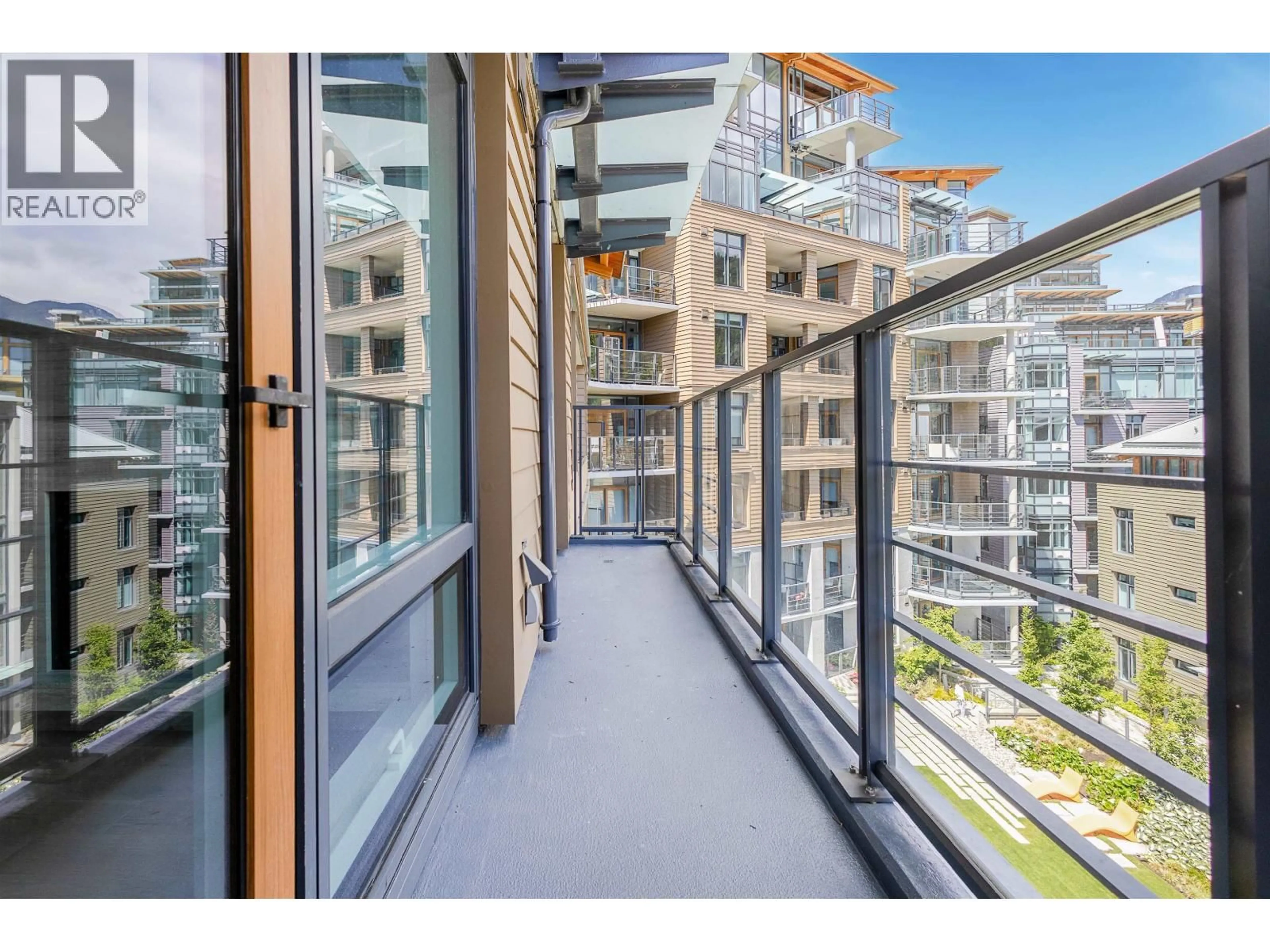Balcony in the apartment, city buildings view from balcony for 408 - 6687 NELSON AVENUE, West Vancouver British Columbia V7W2B2