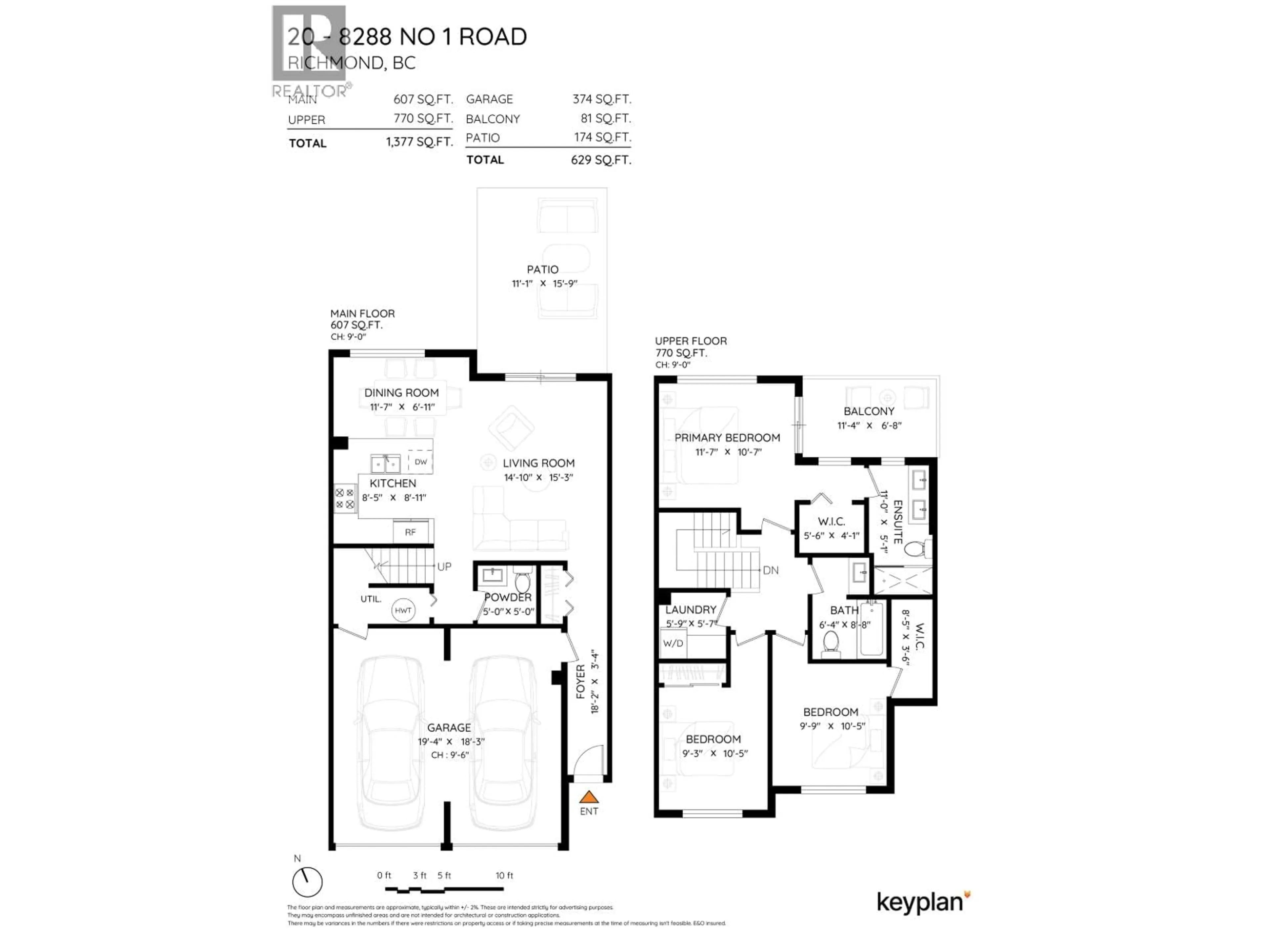 Floor plan for 20 - 8288 NO.1 ROAD, Richmond British Columbia V7C1T9