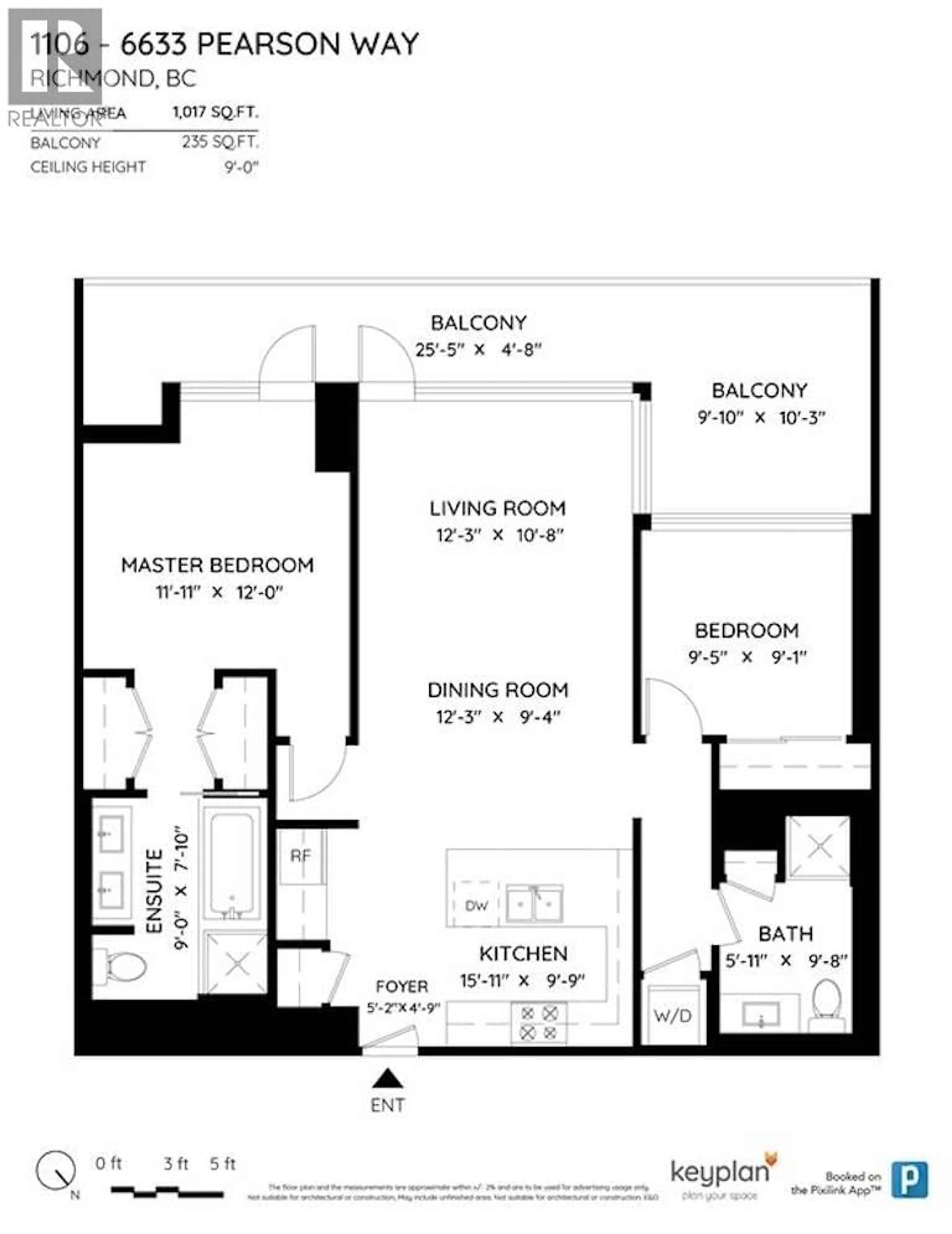 Floor plan for 1106 - 6633 PEARSON WAY, Richmond British Columbia V7C0C4