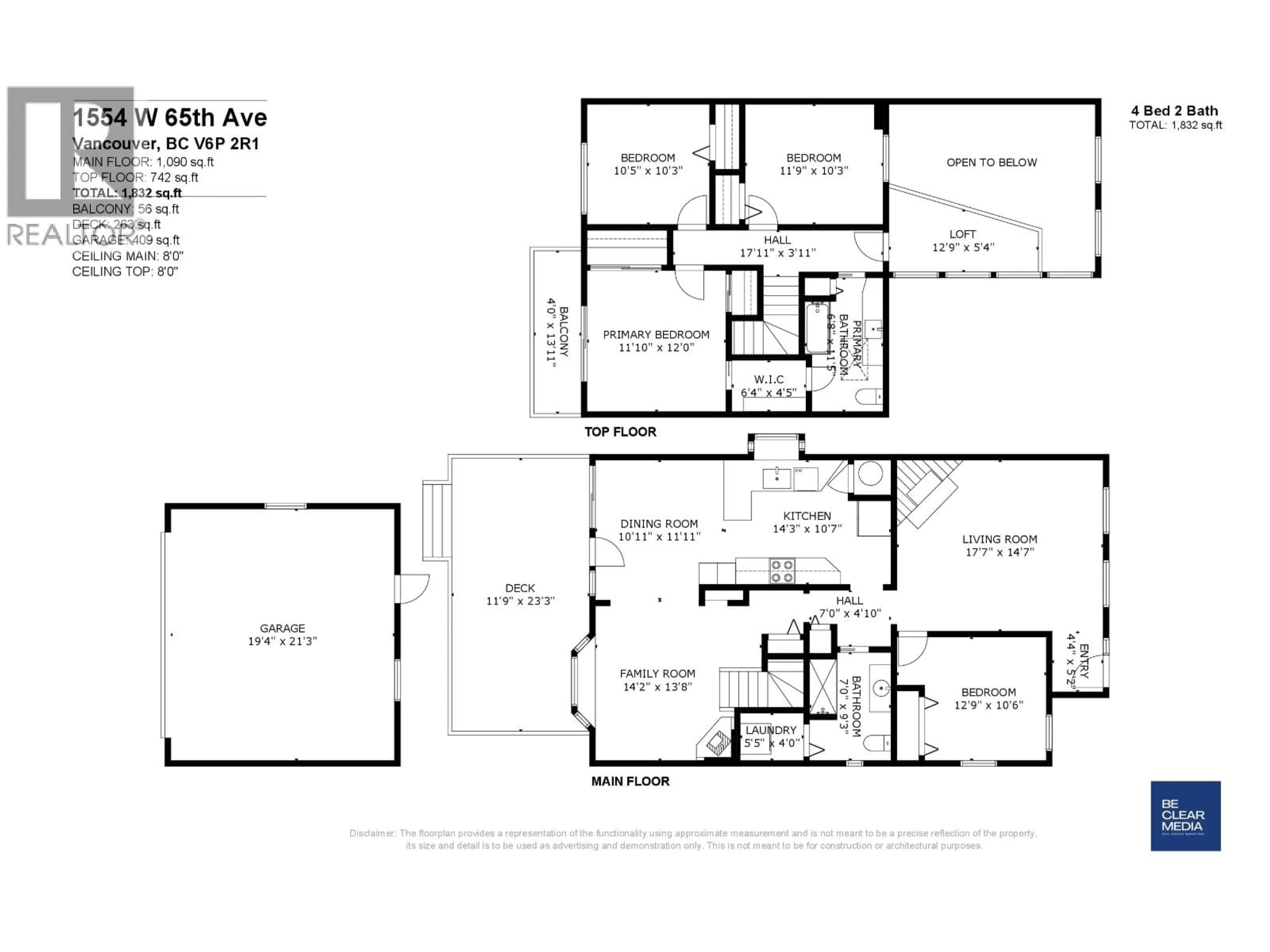 Floor plan for 1554 65TH AVE AVENUE, Vancouver British Columbia V6P2R1