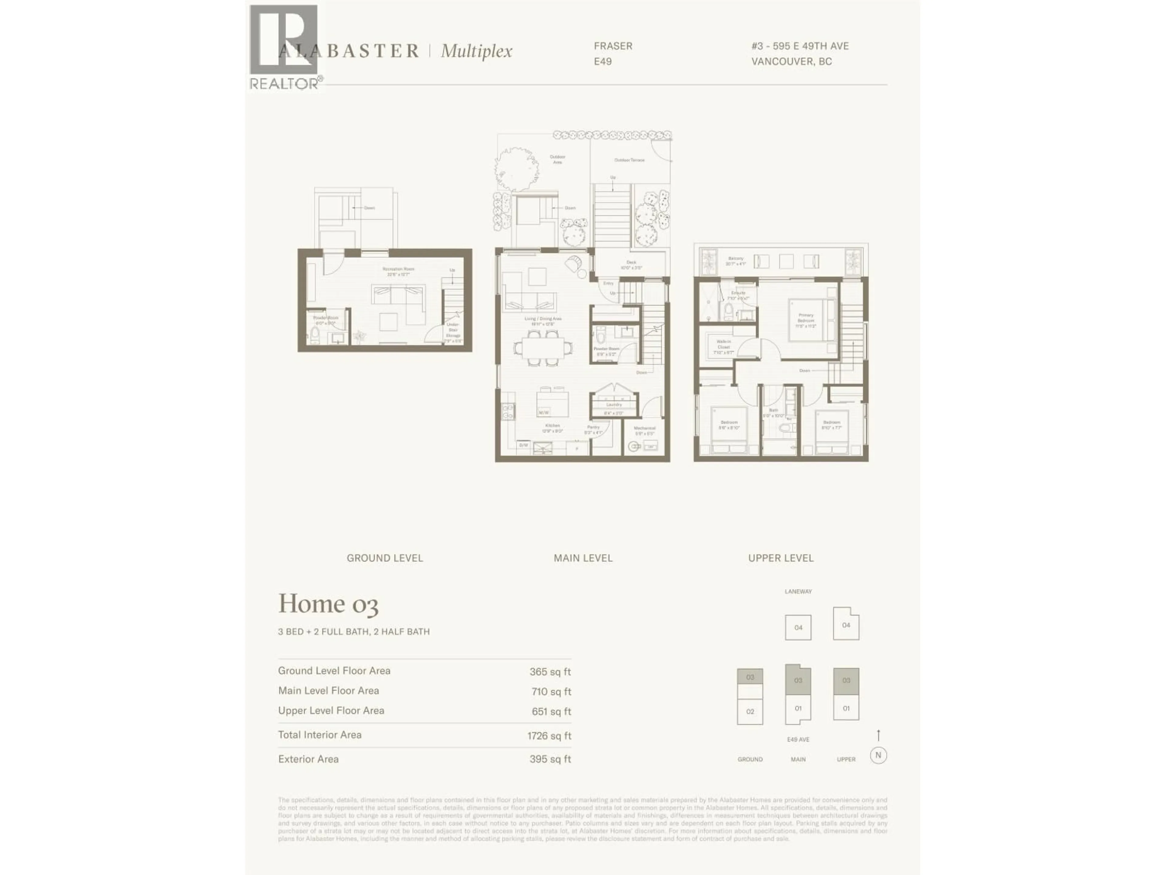 Floor plan for 3 - 595 49TH AVENUE, Vancouver British Columbia V5W2H1