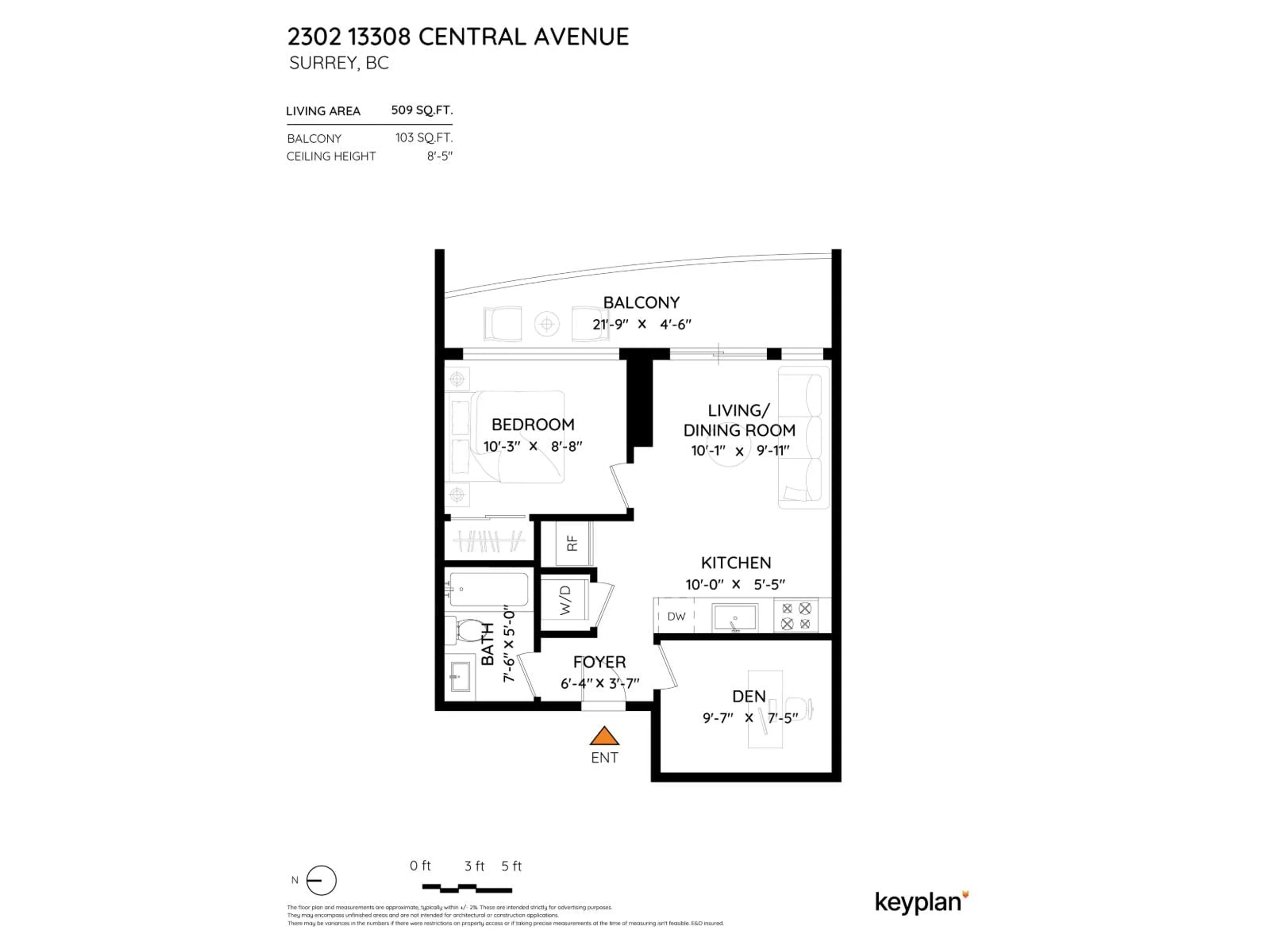 Floor plan for 2302 - 13308 CENTRAL AVENUE, Surrey British Columbia V3T0M4
