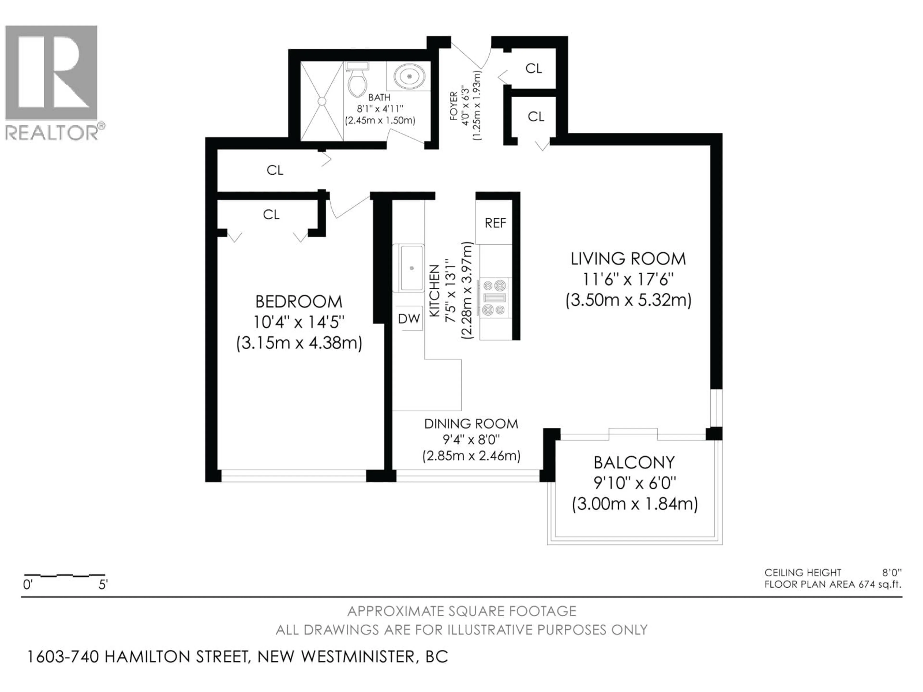 Floor plan for 1603 - 740 HAMILTON STREET, New Westminster British Columbia V3M5T7
