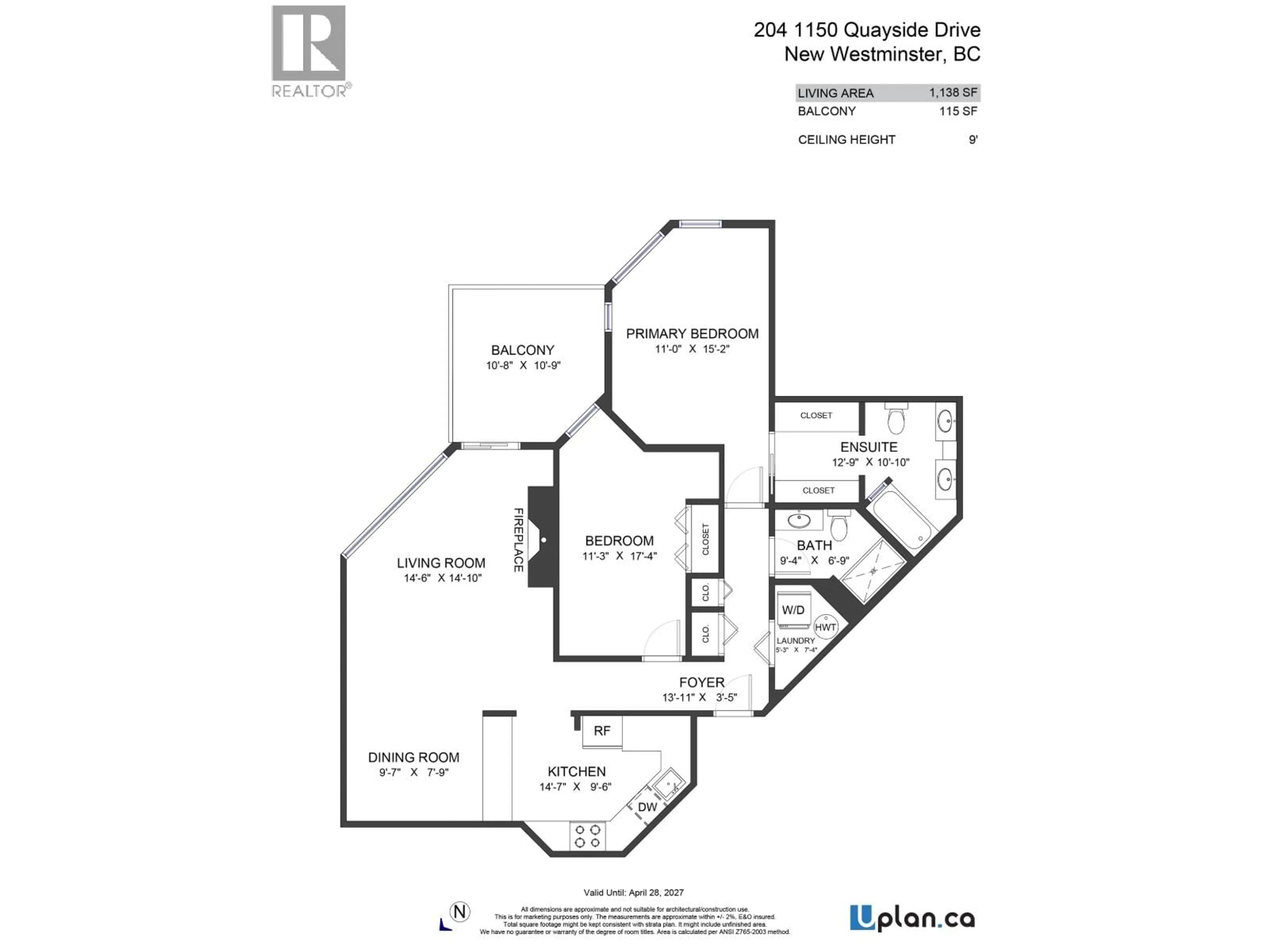 Floor plan for 204 - 1150 QUAYSIDE DRIVE, New Westminster British Columbia V3M6E1