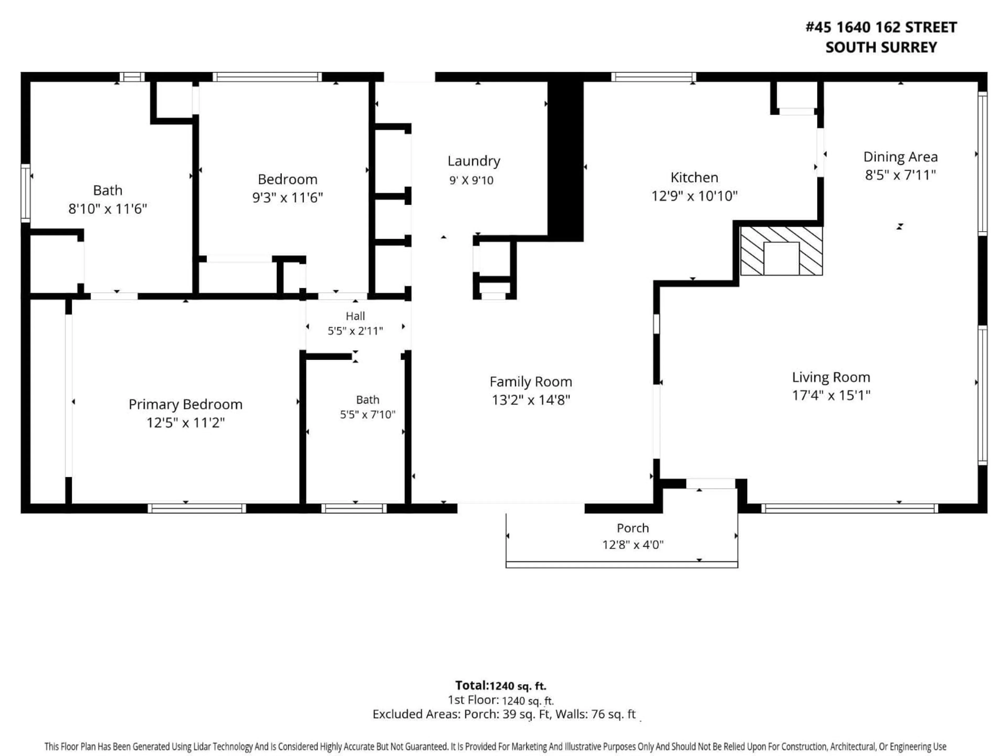Floor plan for 45 - 1640 162 STREET, Surrey British Columbia V4A6Y9