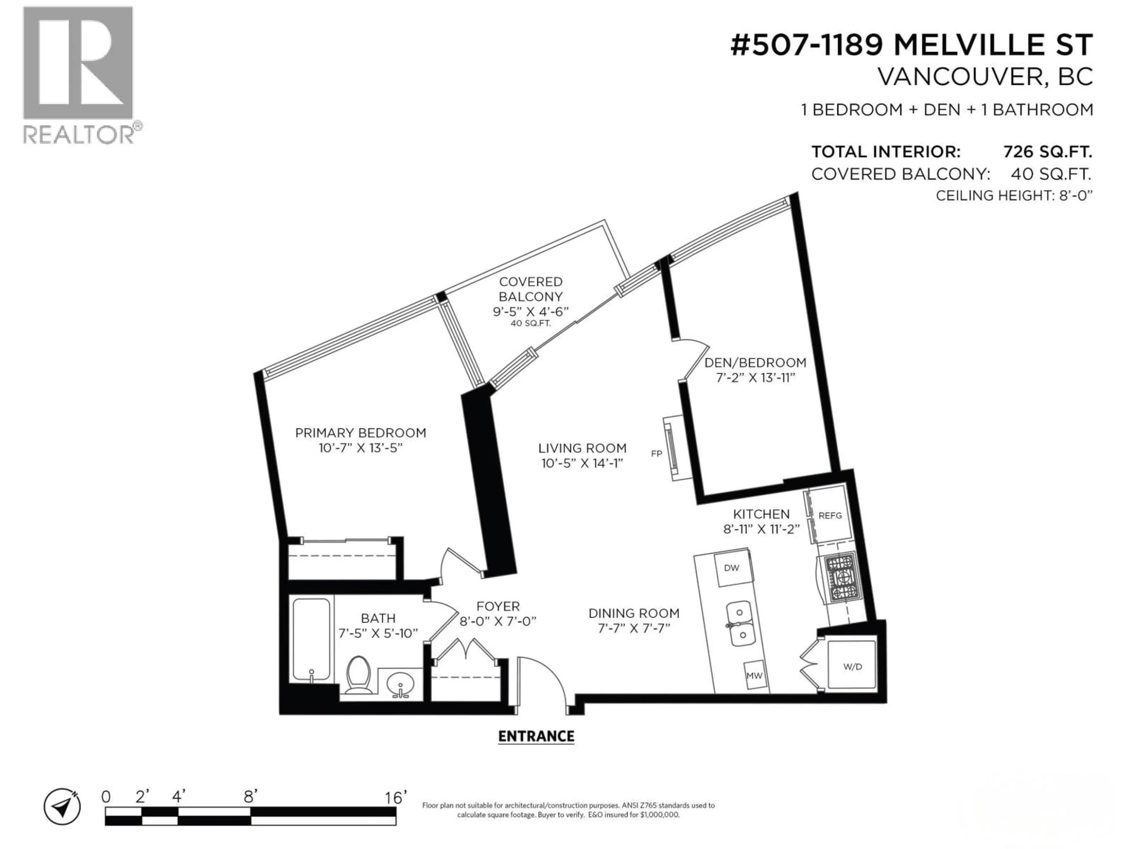 Floor plan for 507 - 1189 MELVILLE STREET, Vancouver British Columbia V6E4T8