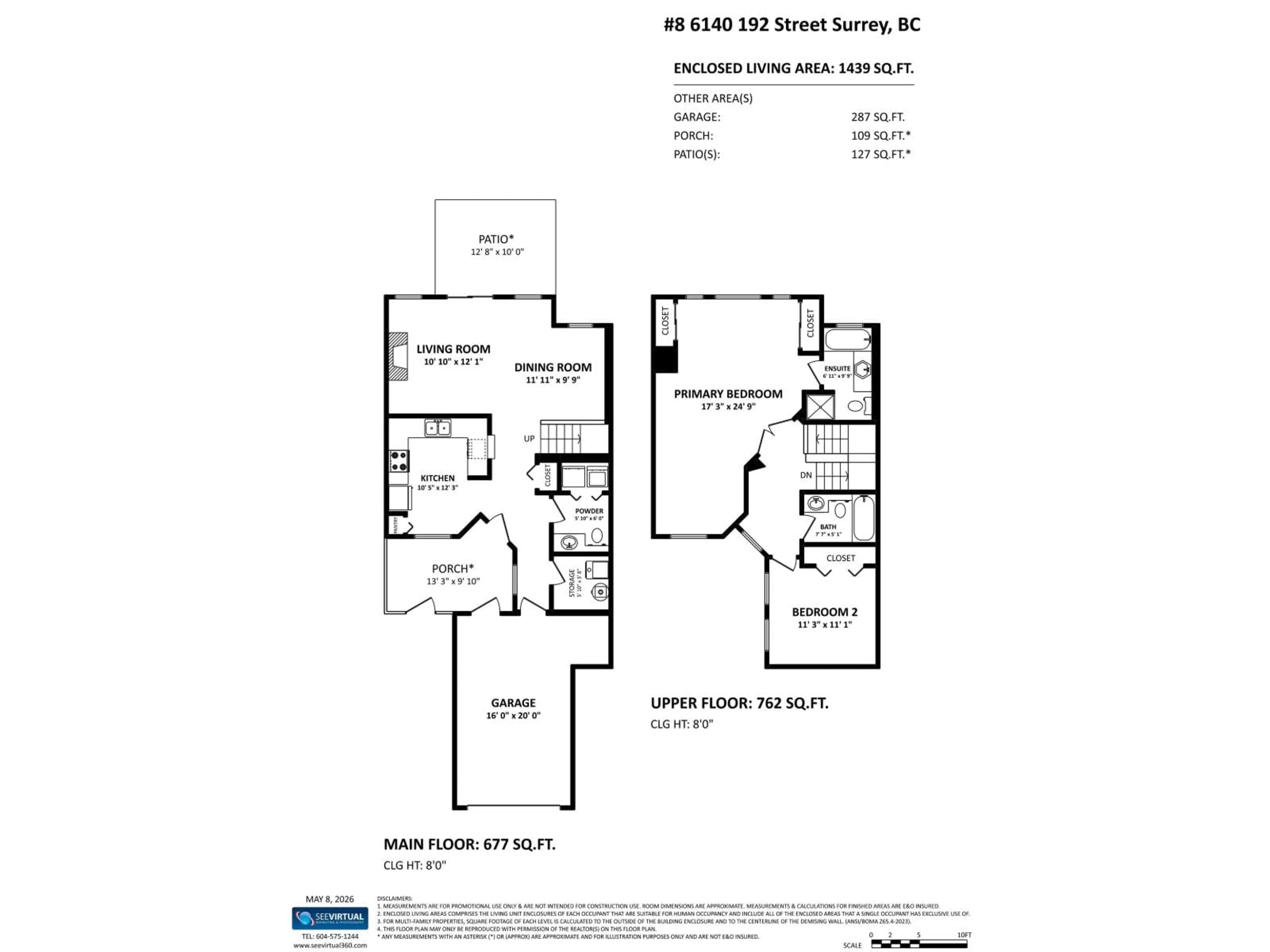 Floor plan for 8 - 6140 192 STREET, Surrey British Columbia V3S7V7
