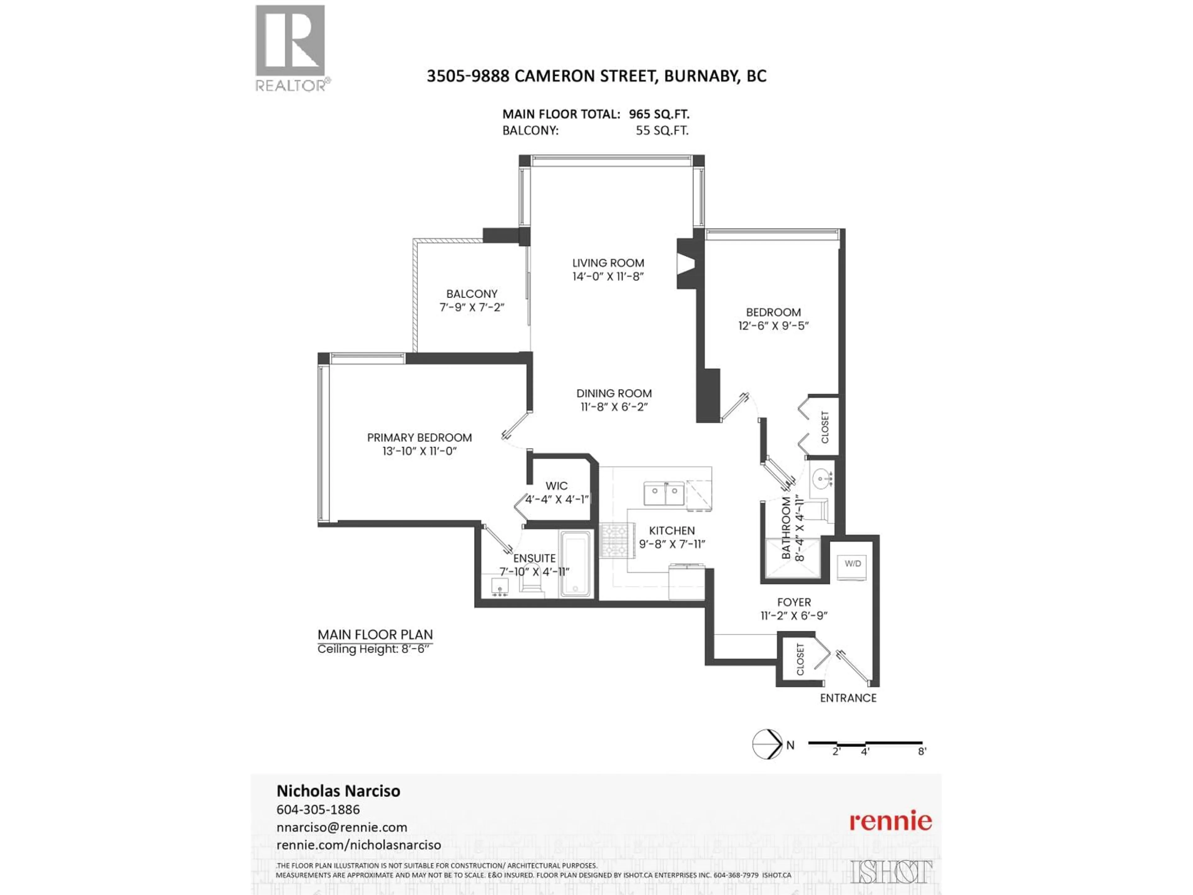 Floor plan for 3505 - 9888 CAMERON STREET, Burnaby British Columbia V3J0A4
