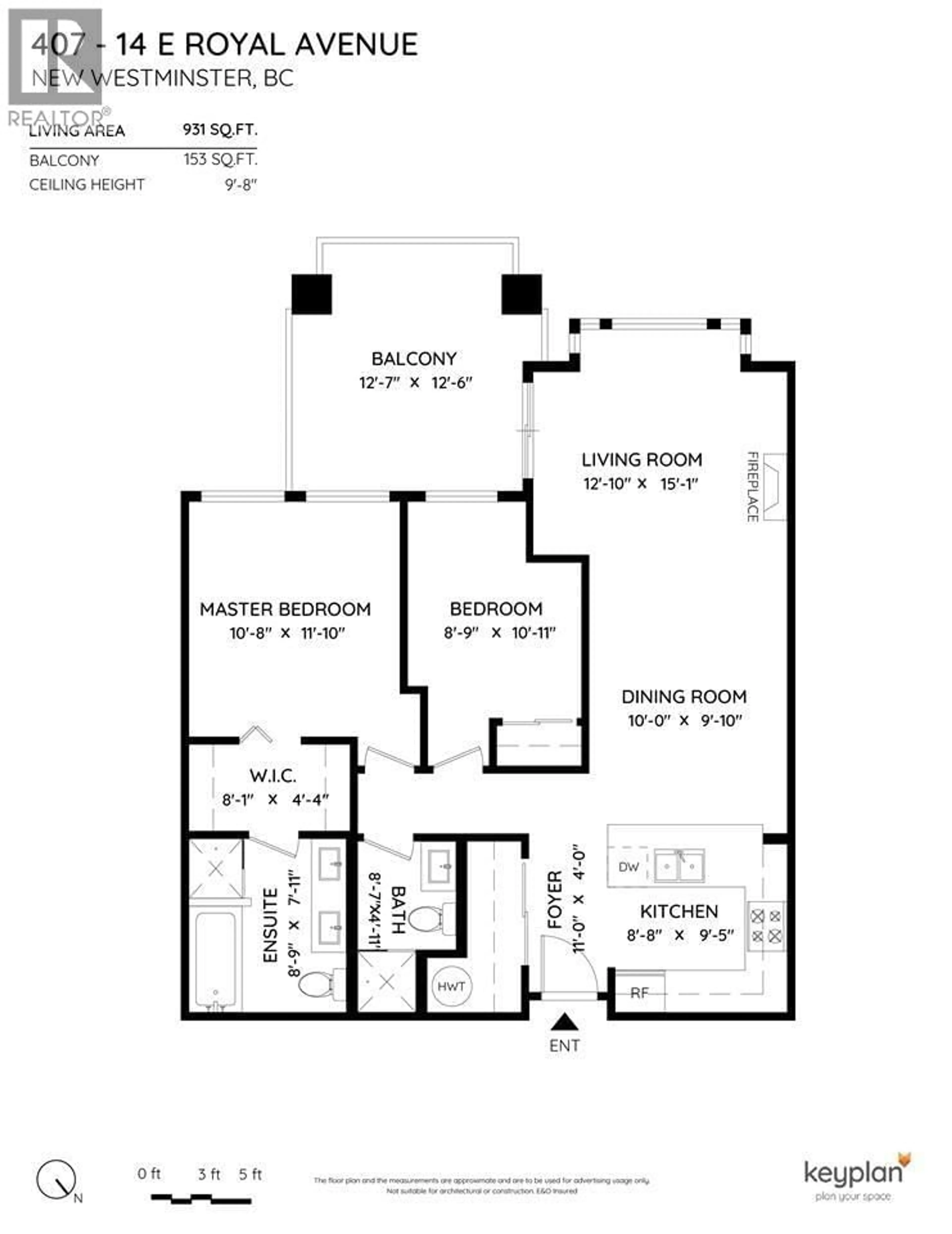 Floor plan for 407 - 14 ROYAL AVENUE, New Westminster British Columbia V3L5W5