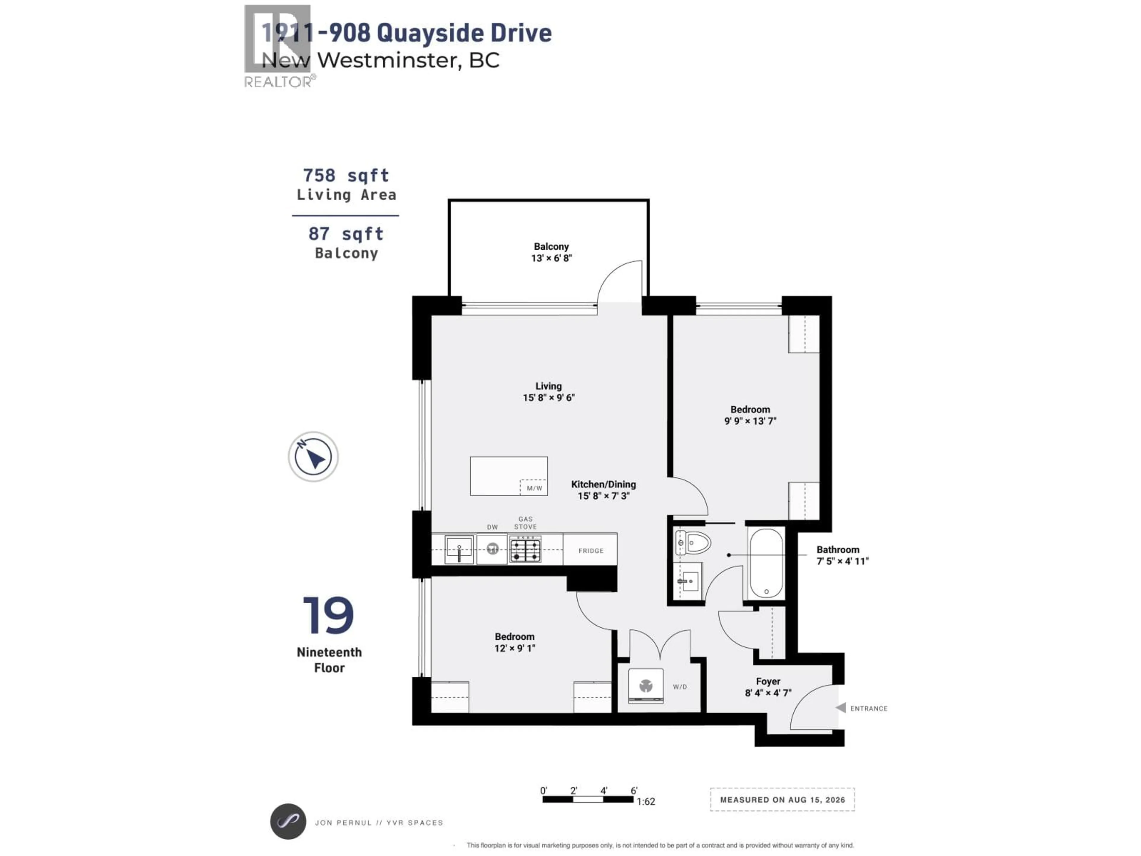 Floor plan for 1911 - 908 QUAYSIDE DRIVE, New Westminster British Columbia V3M0L4