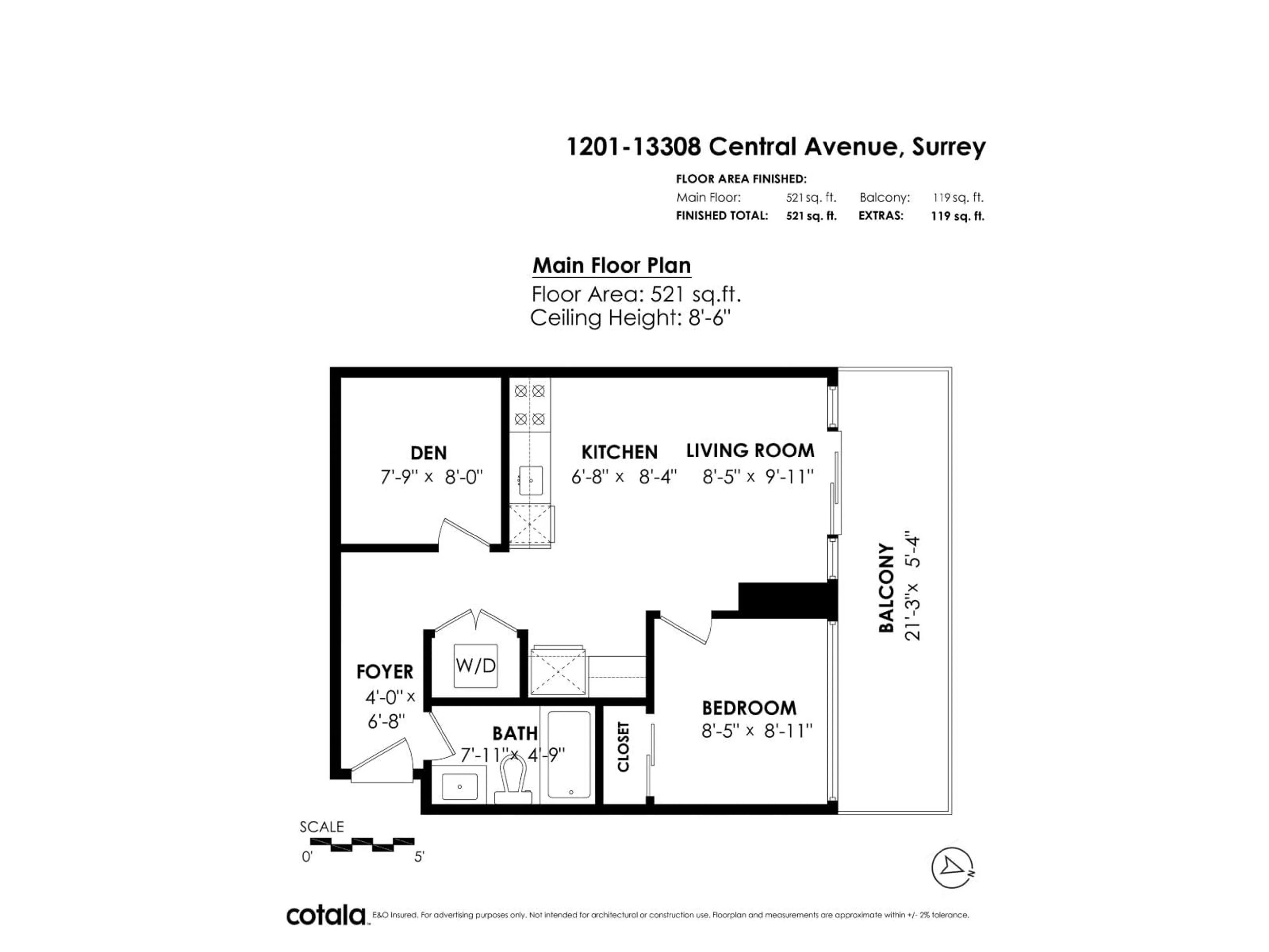 Floor plan for 1201 - 13308 CENTRAL AVENUE, Surrey British Columbia V3T0M4