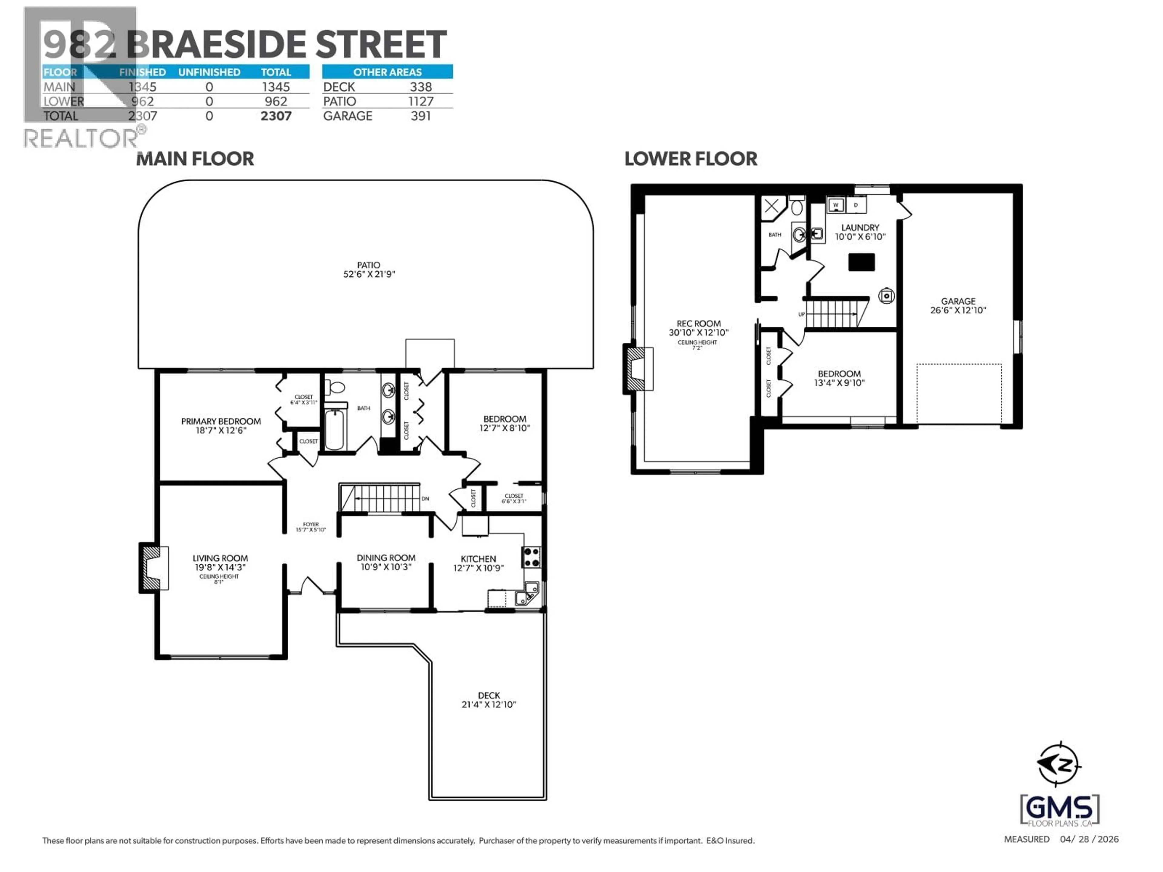 Floor plan for 982 BRAESIDE STREET, West Vancouver British Columbia V7T2K8