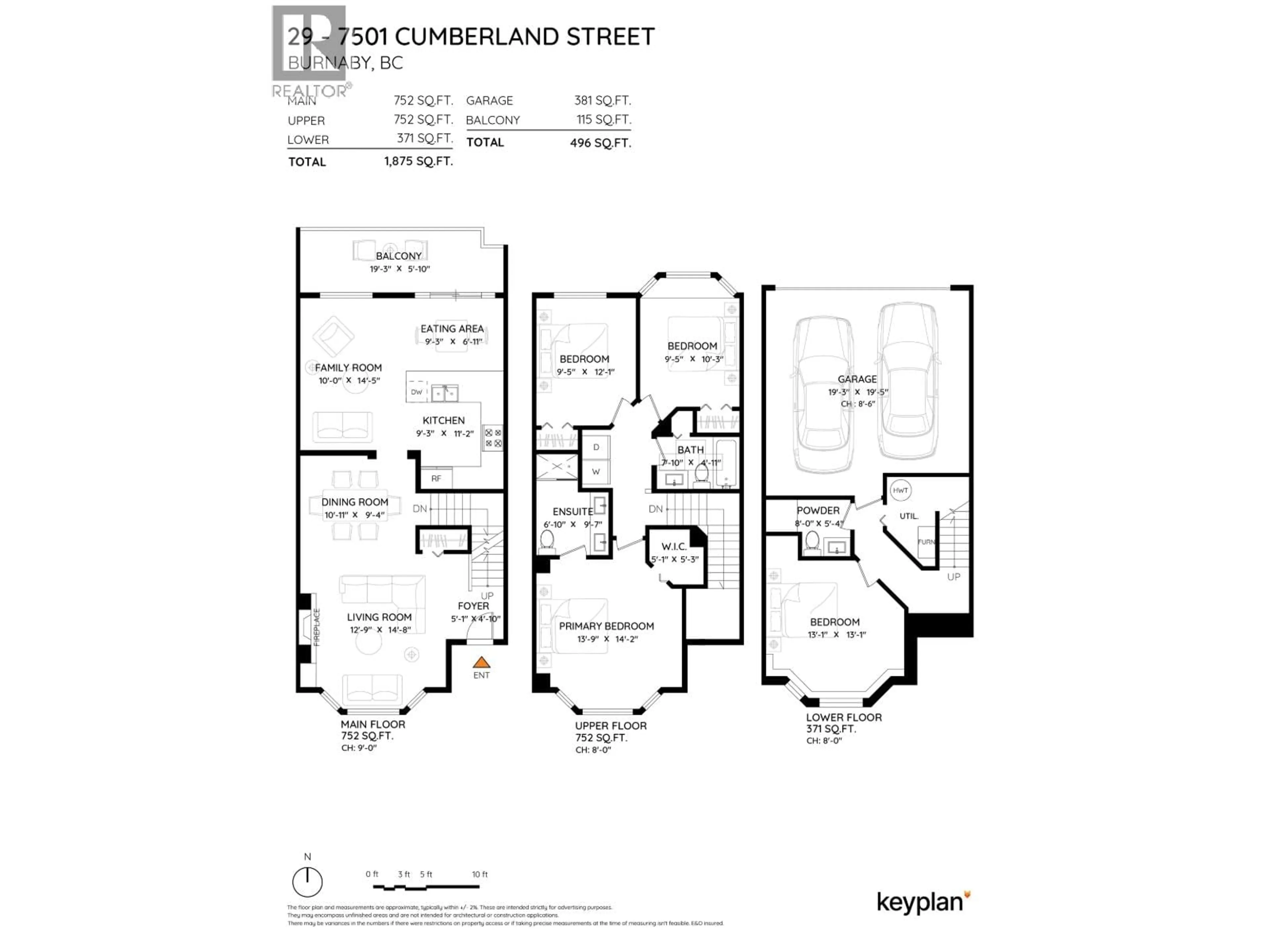 Floor plan for 29 - 7501 CUMBERLAND STREET, Burnaby British Columbia V3N4Y6