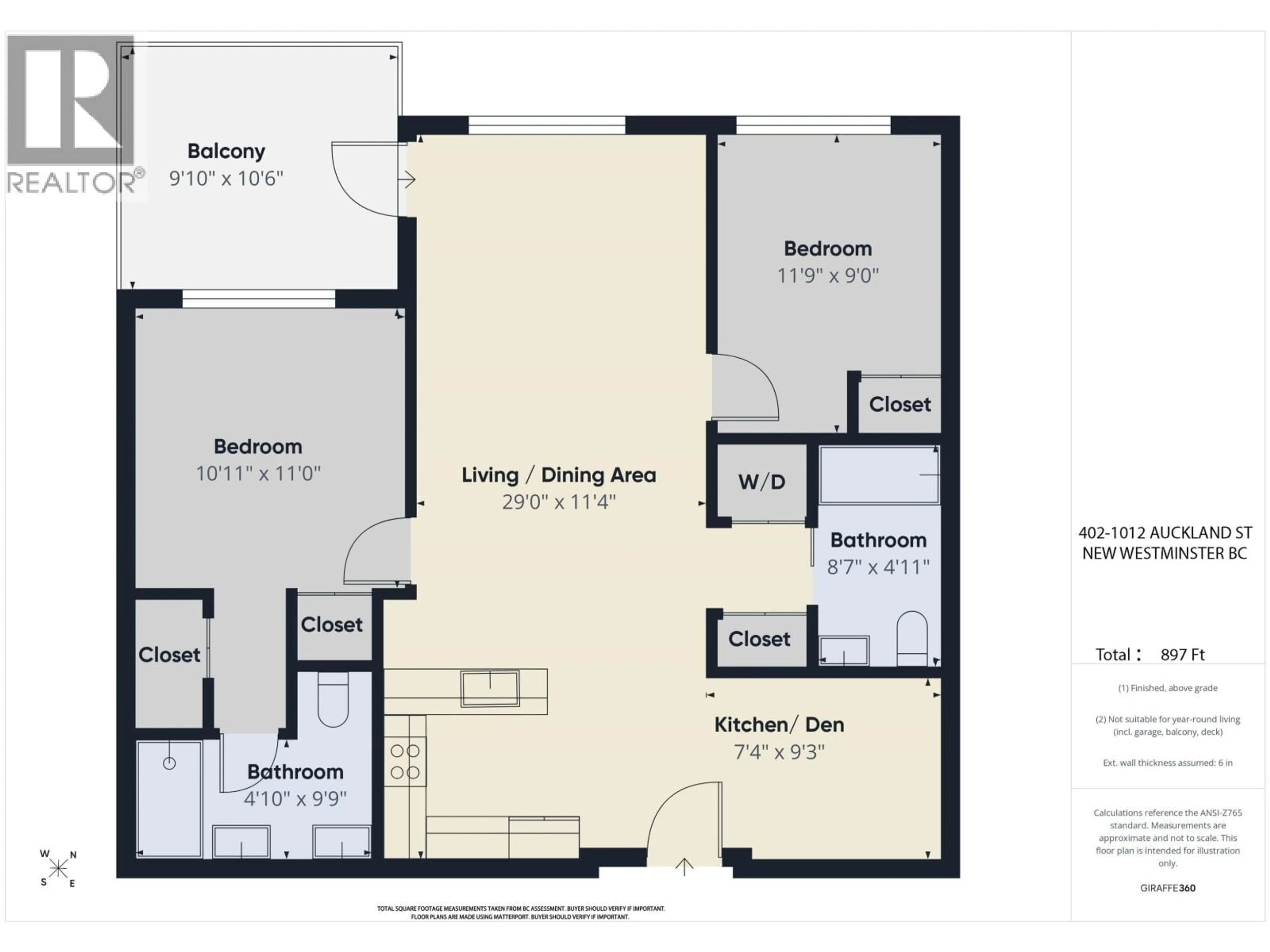 Floor plan for 402 - 1012 AUCKLAND STREET, New Westminster British Columbia V3M0M3