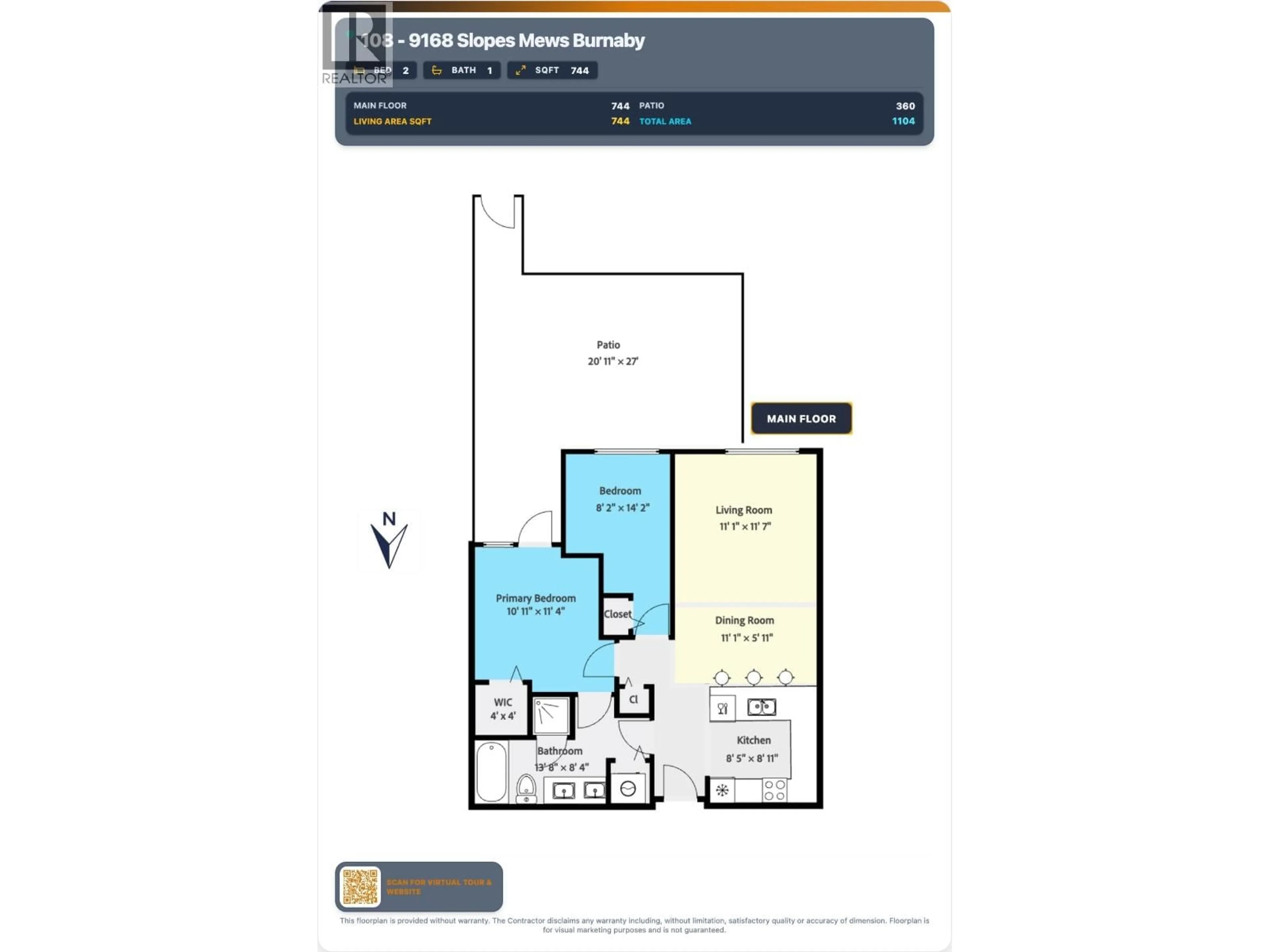 Floor plan for 108 - 9168 SLOPES MEWS, Burnaby British Columbia V5A0E4