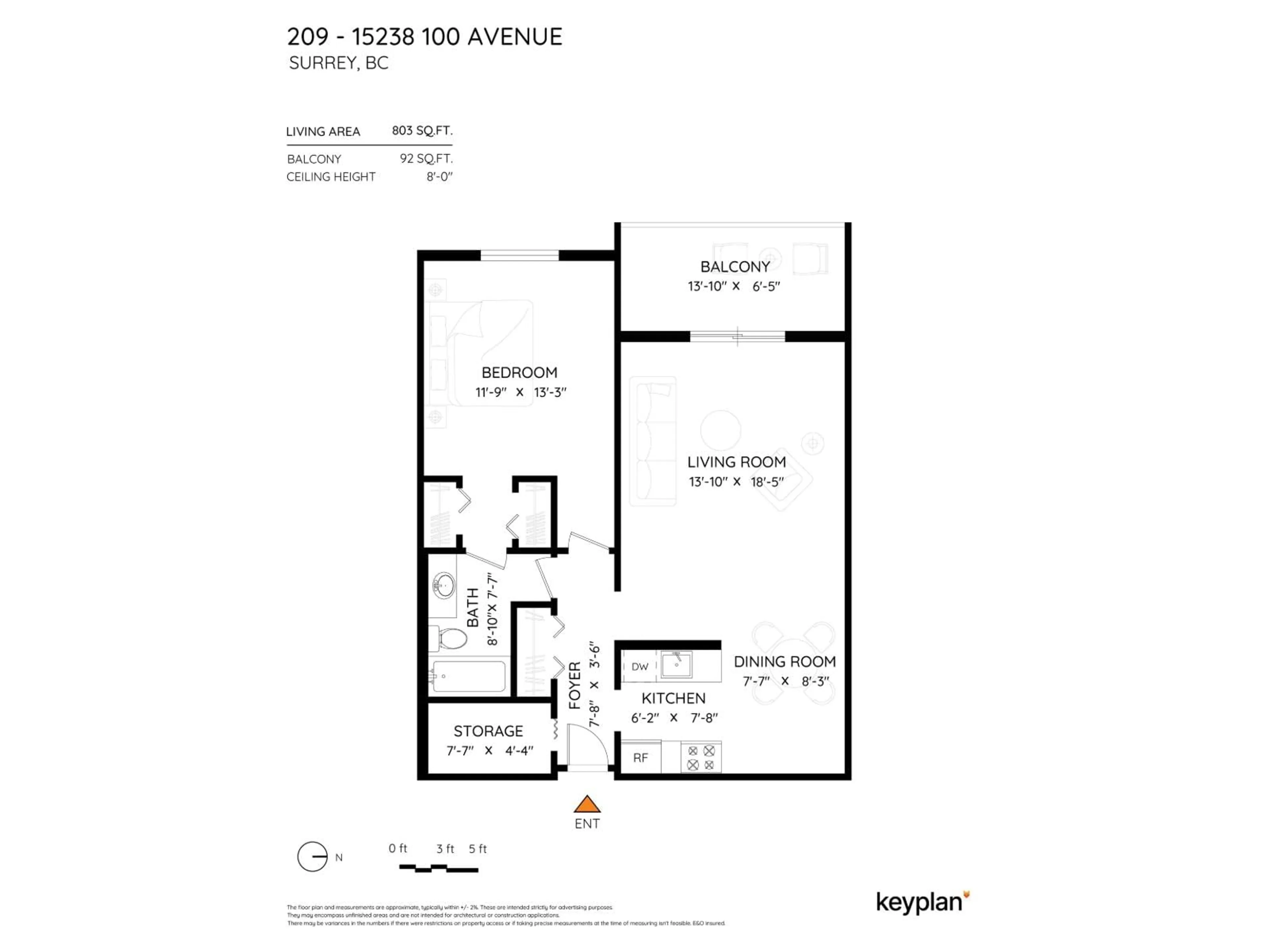 Floor plan for 209 - 15238 100 AVENUE, Surrey British Columbia V3R7T9