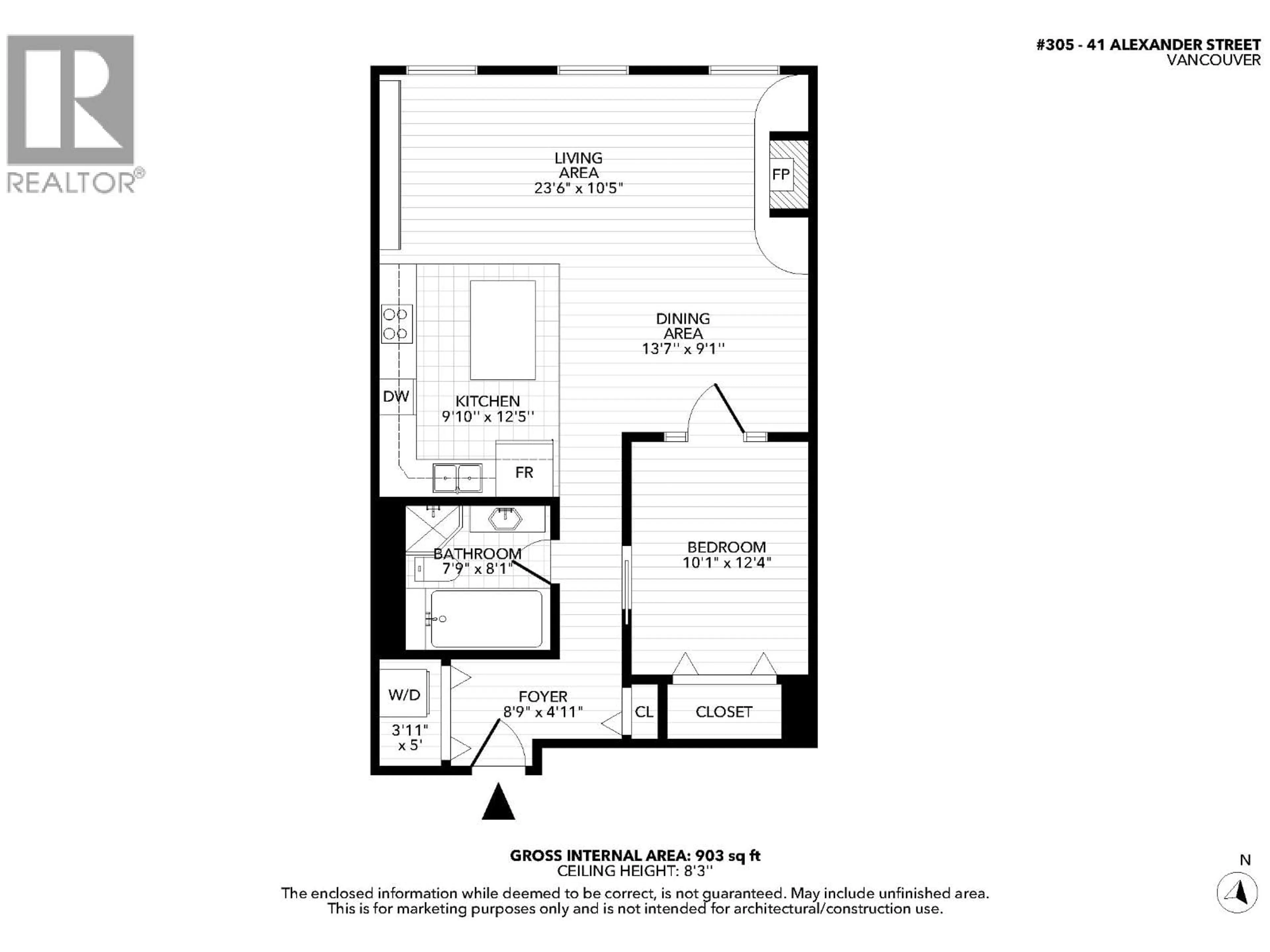 Floor plan for 305 - 41 ALEXANDER STREET, Vancouver British Columbia V6A1B2