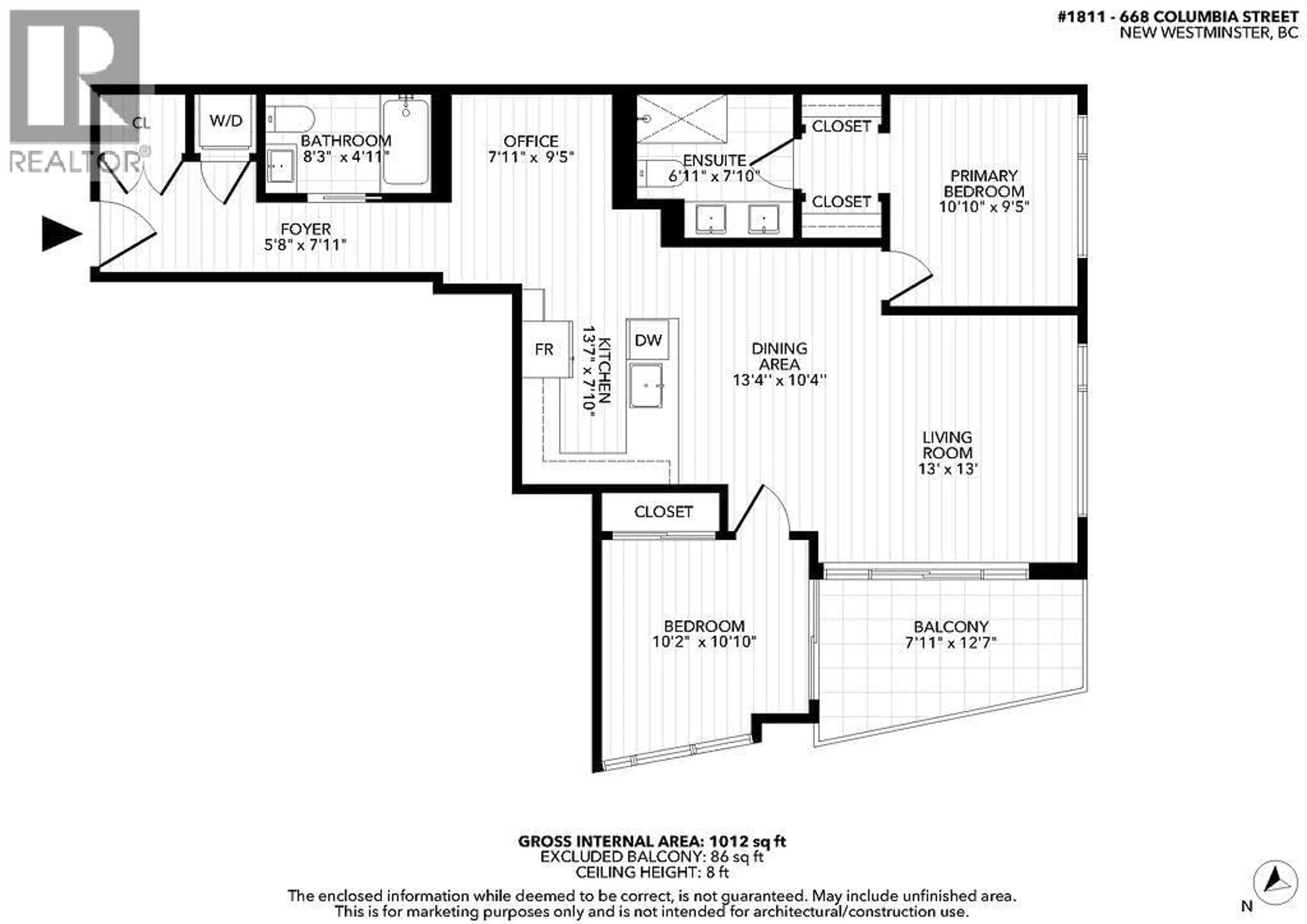 Floor plan for 1811 - 668 COLUMBIA STREET, New Westminster British Columbia V3M1A9