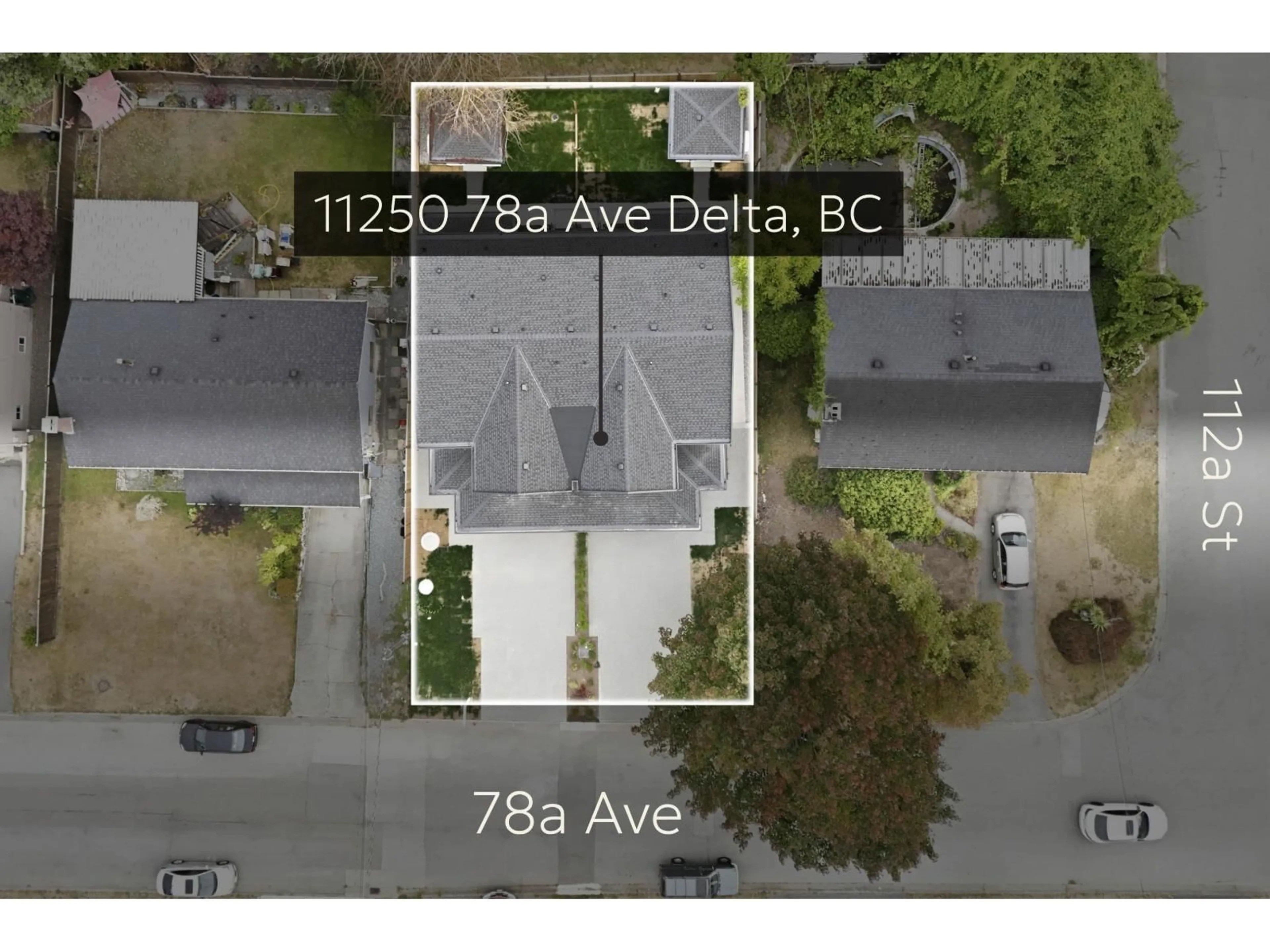 A pic from outside/outdoor area/front of a property/back of a property/a pic from drone, street for 11252 78A AVENUE, Delta British Columbia V4C1P5