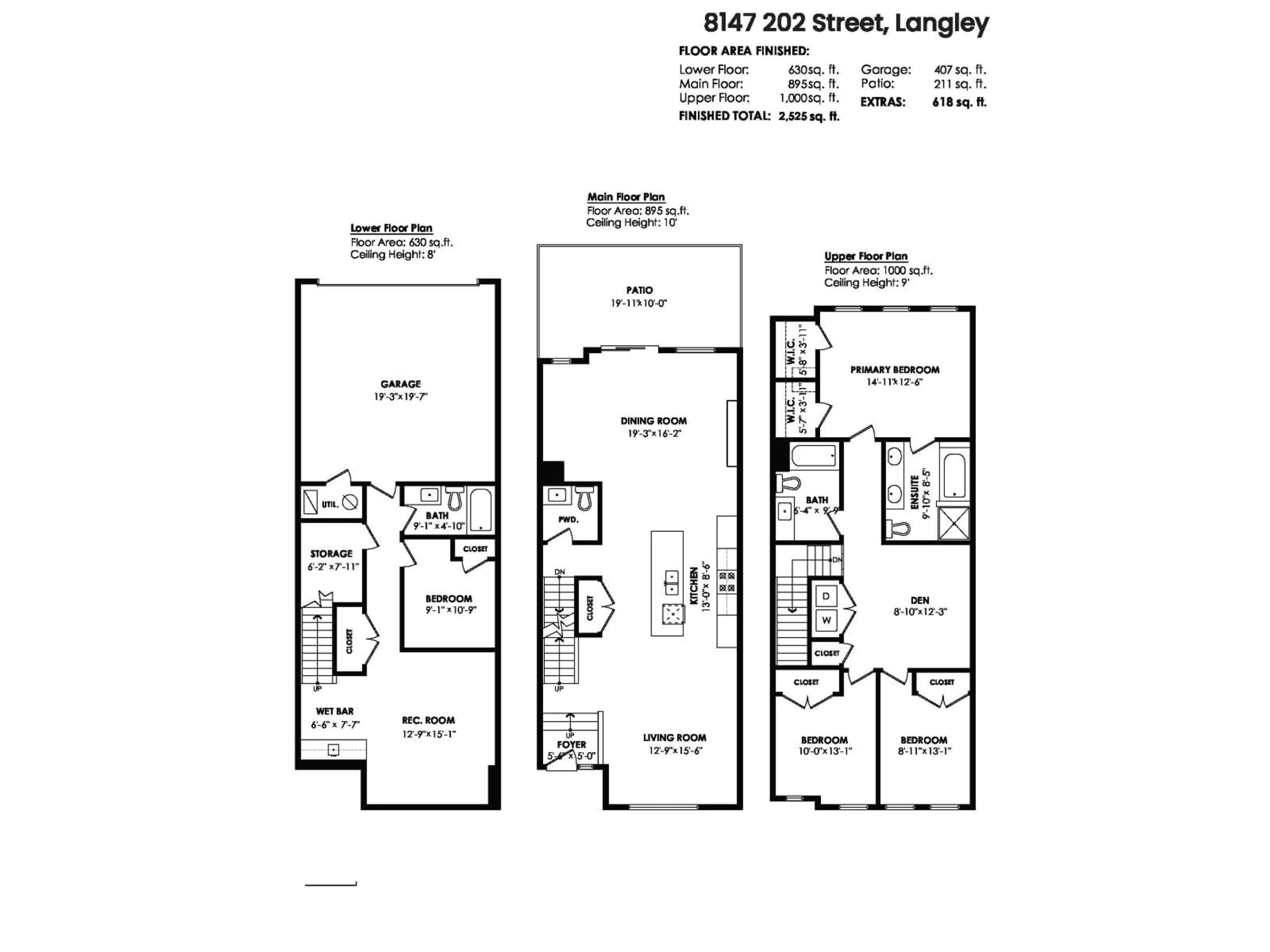 Floor plan for 8147 202 STREET, Langley British Columbia V2Y3K2