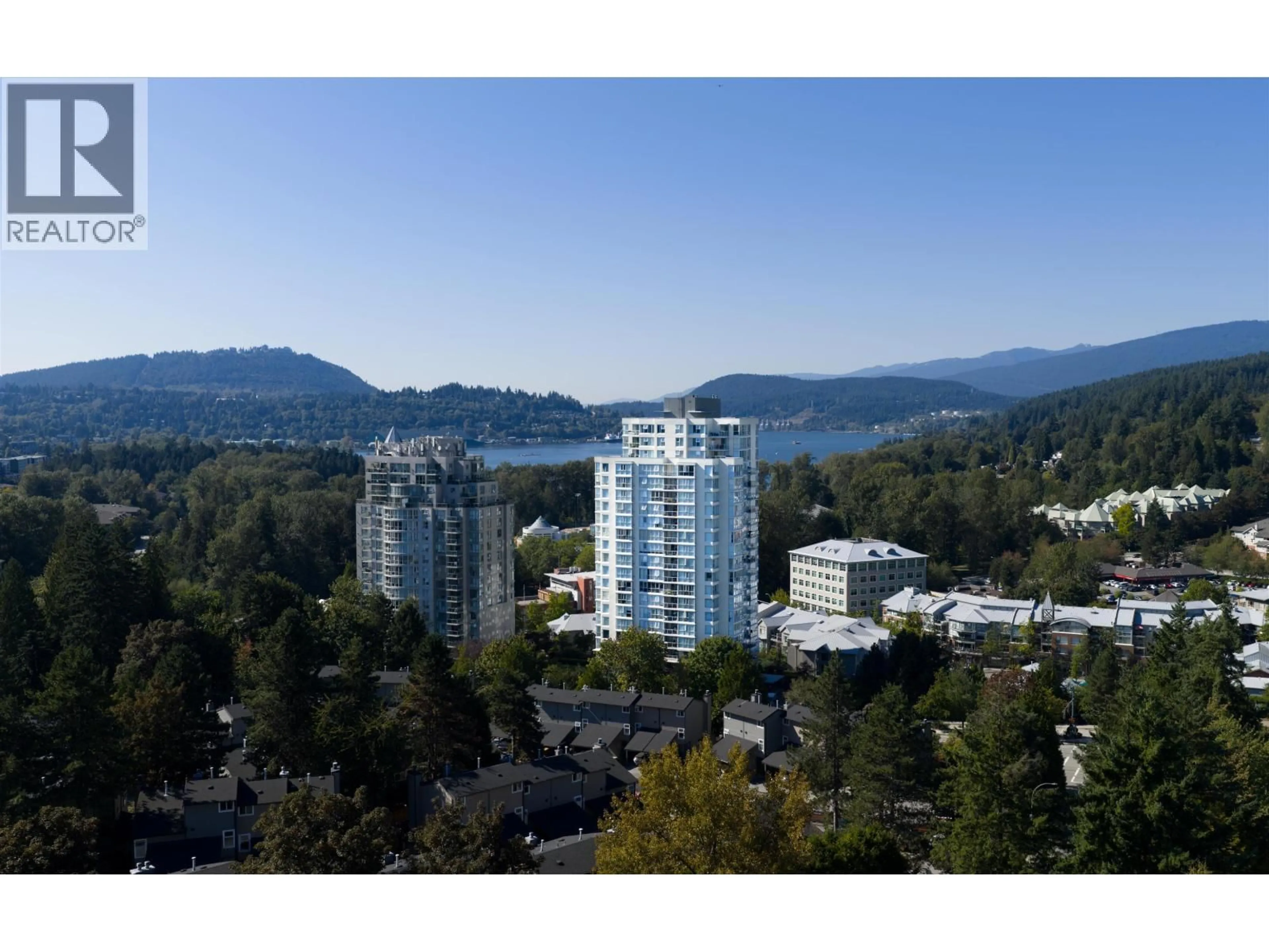 A pic from outside/outdoor area/front of a property/back of a property/a pic from drone, mountain view for 1403 - 235 GUILDFORD WAY, Port Moody British Columbia V3H5L8