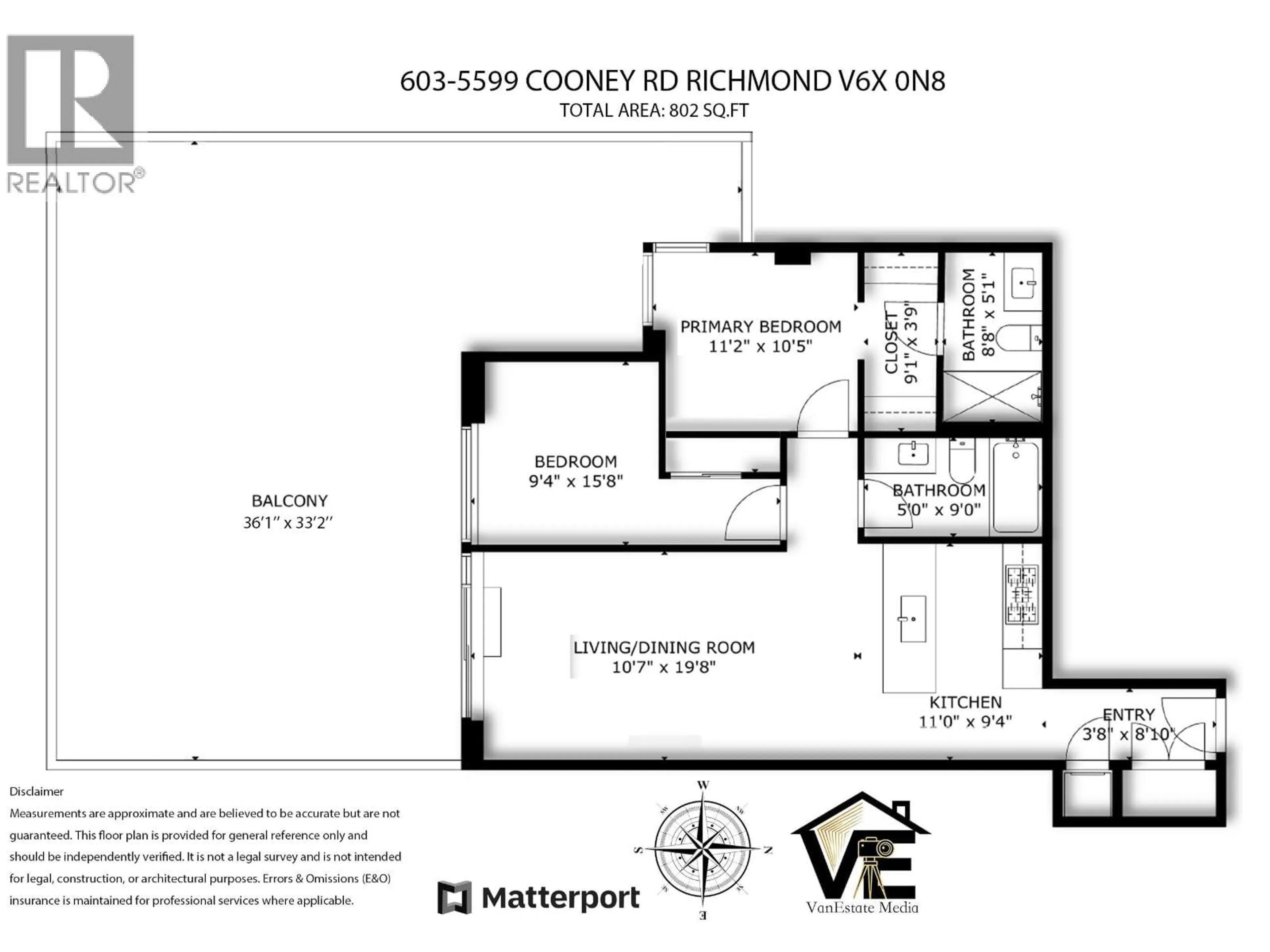 Floor plan for 603 - 5599 COONEY ROAD, Richmond British Columbia V6X0N8