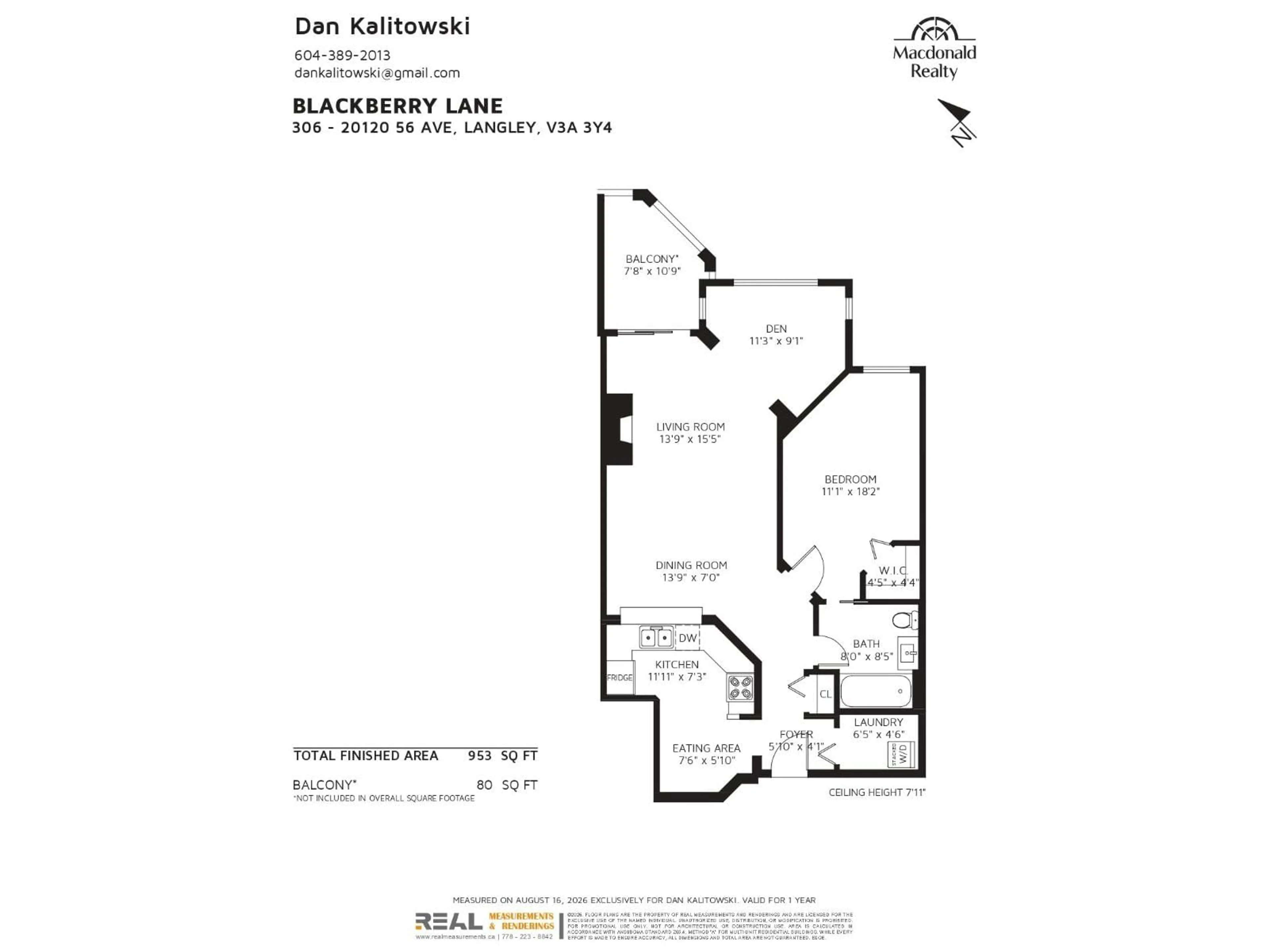 Floor plan for 306 - 20120 56 AVENUE, Langley British Columbia V3A3Y4