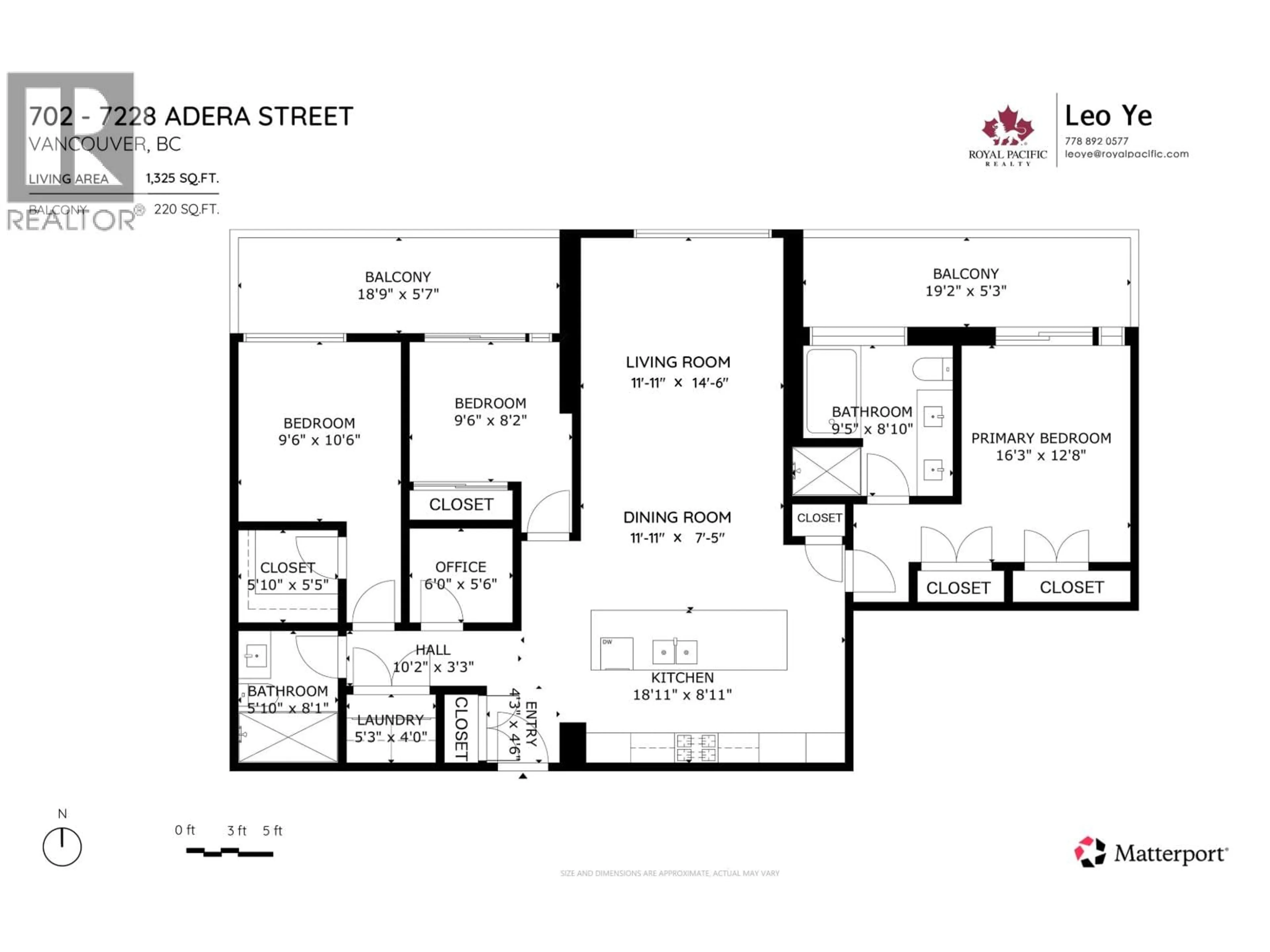 Floor plan for 702 - 7228 ADERA STREET, Vancouver British Columbia V6P0H8