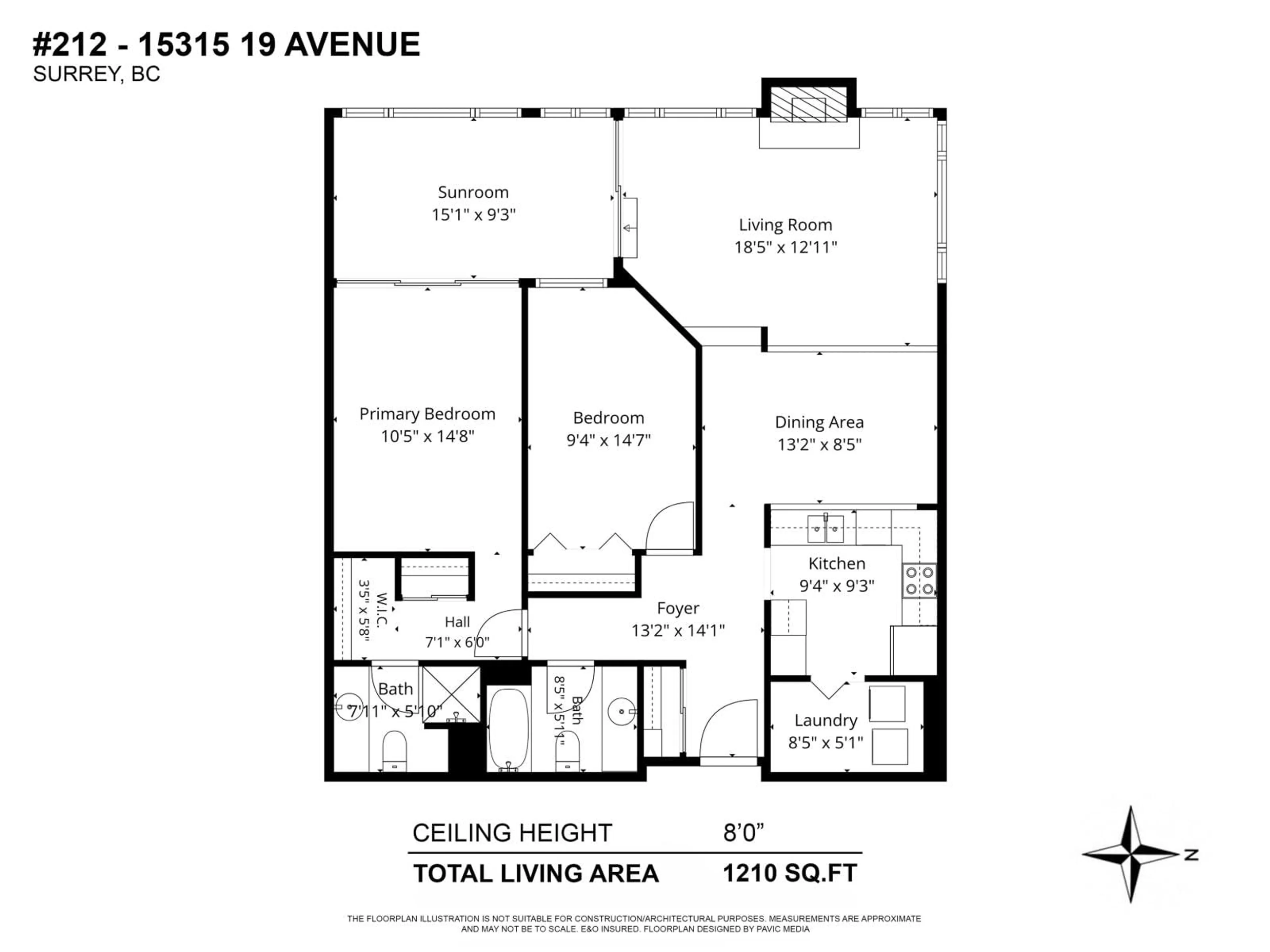 Floor plan for 212 - 15313 19 AVENUE, Surrey British Columbia V4A1X6