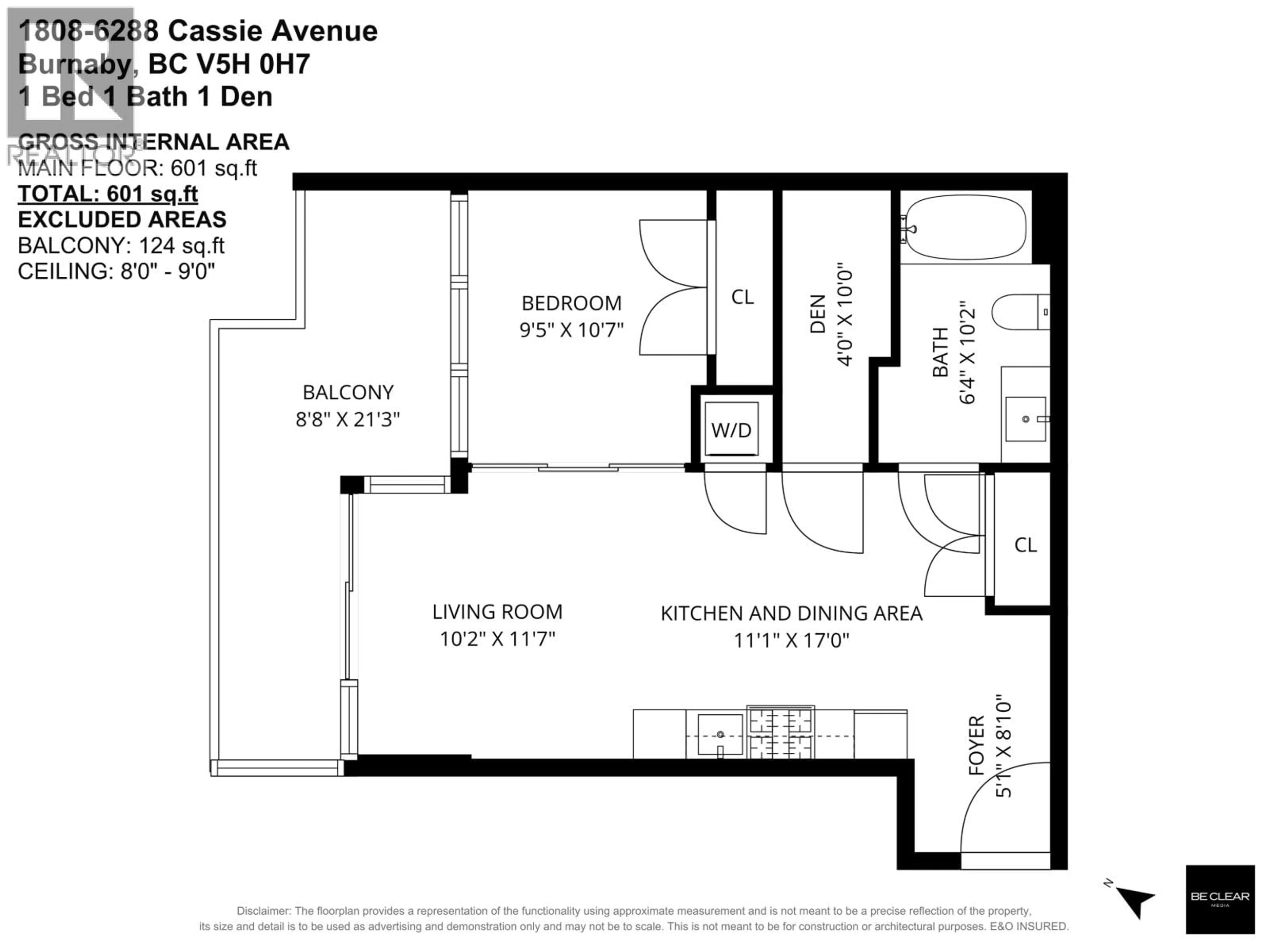 Floor plan for 1808 - 6288 CASSIE AVENUE, Burnaby British Columbia V5H0H7