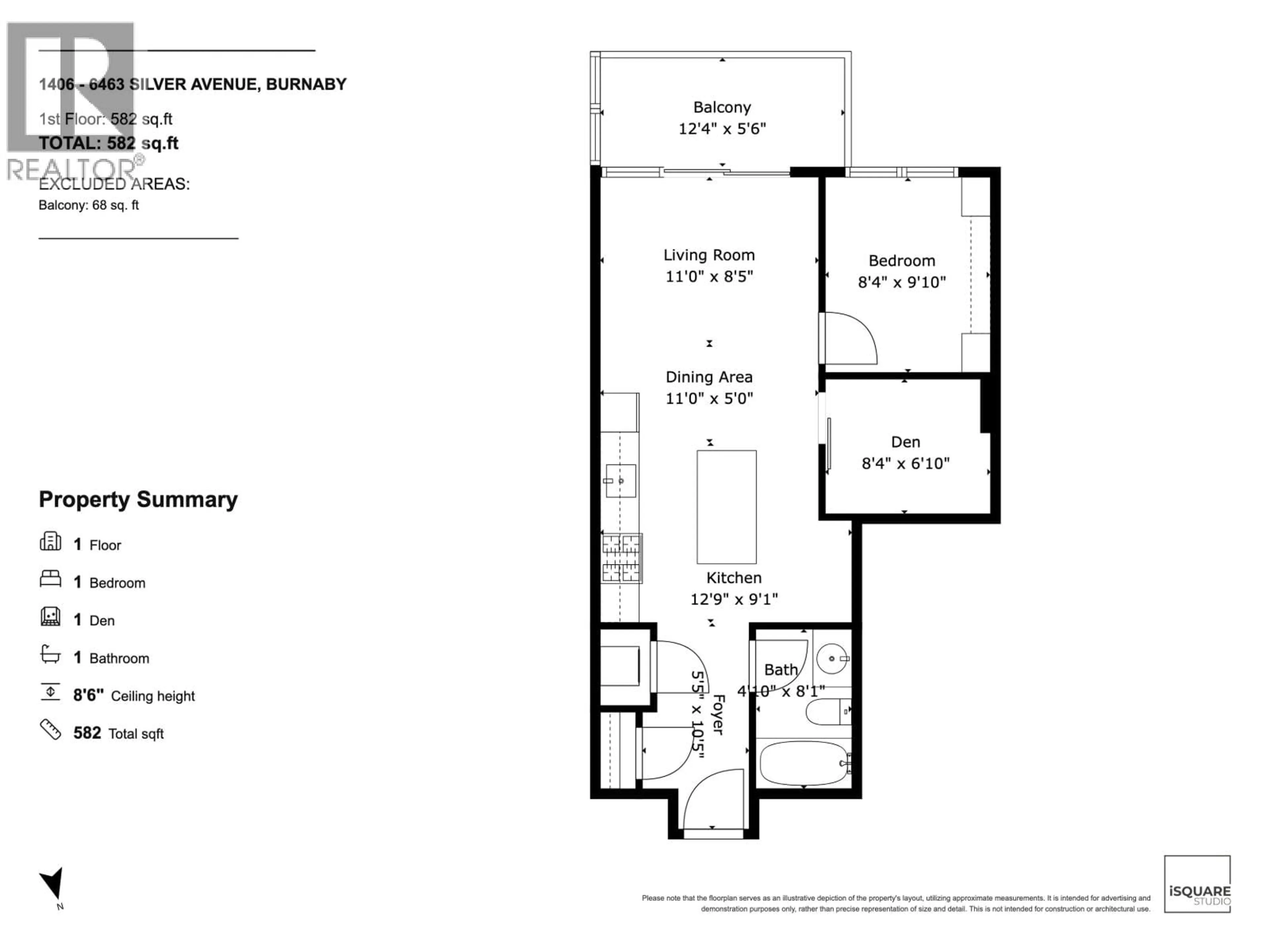 Floor plan for 1406 - 6463 SILVER AVENUE, Burnaby British Columbia V5H0K4