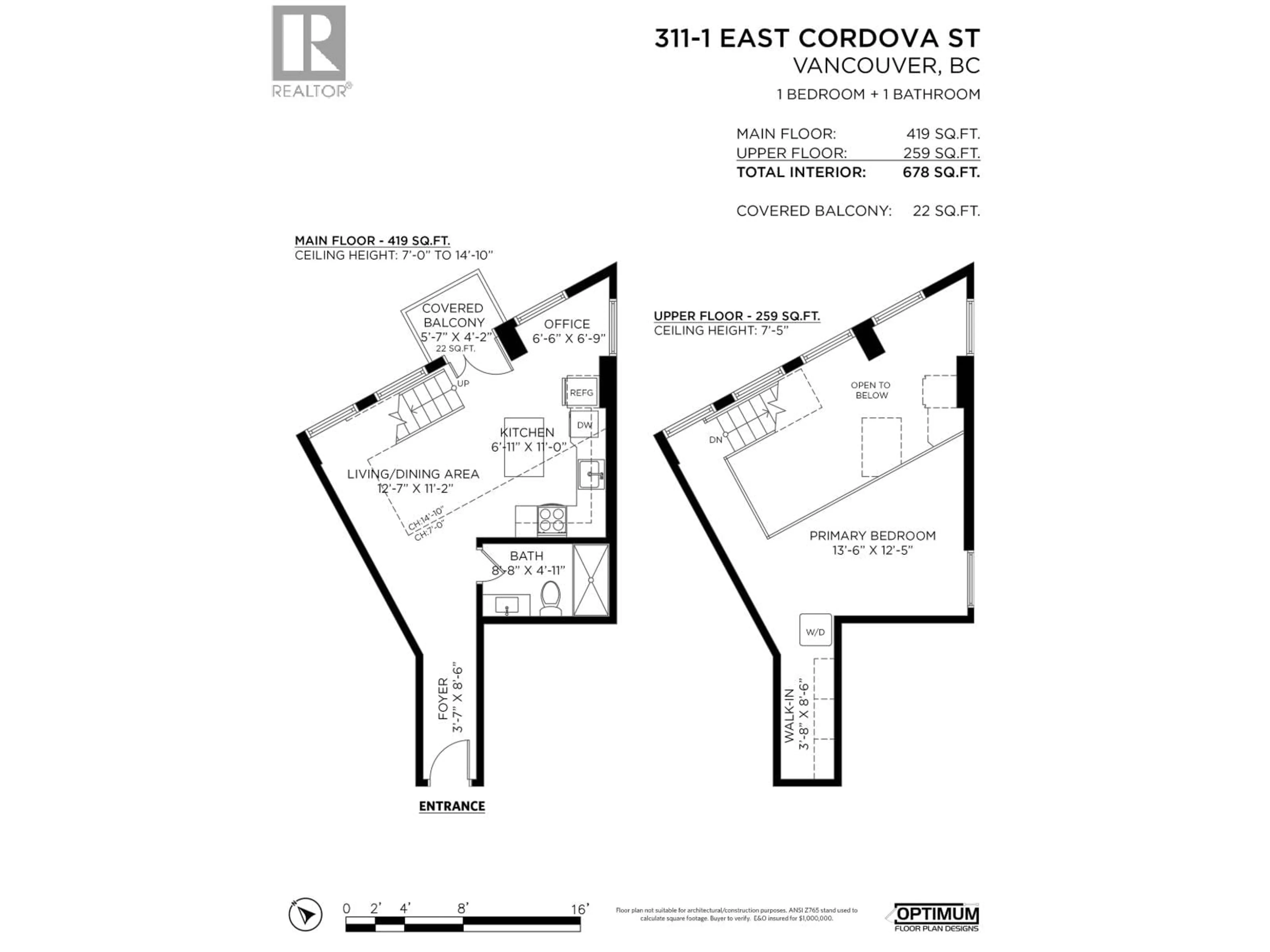 Floor plan for 311 - 1 CORDOVA STREET, Vancouver British Columbia V6A4H3
