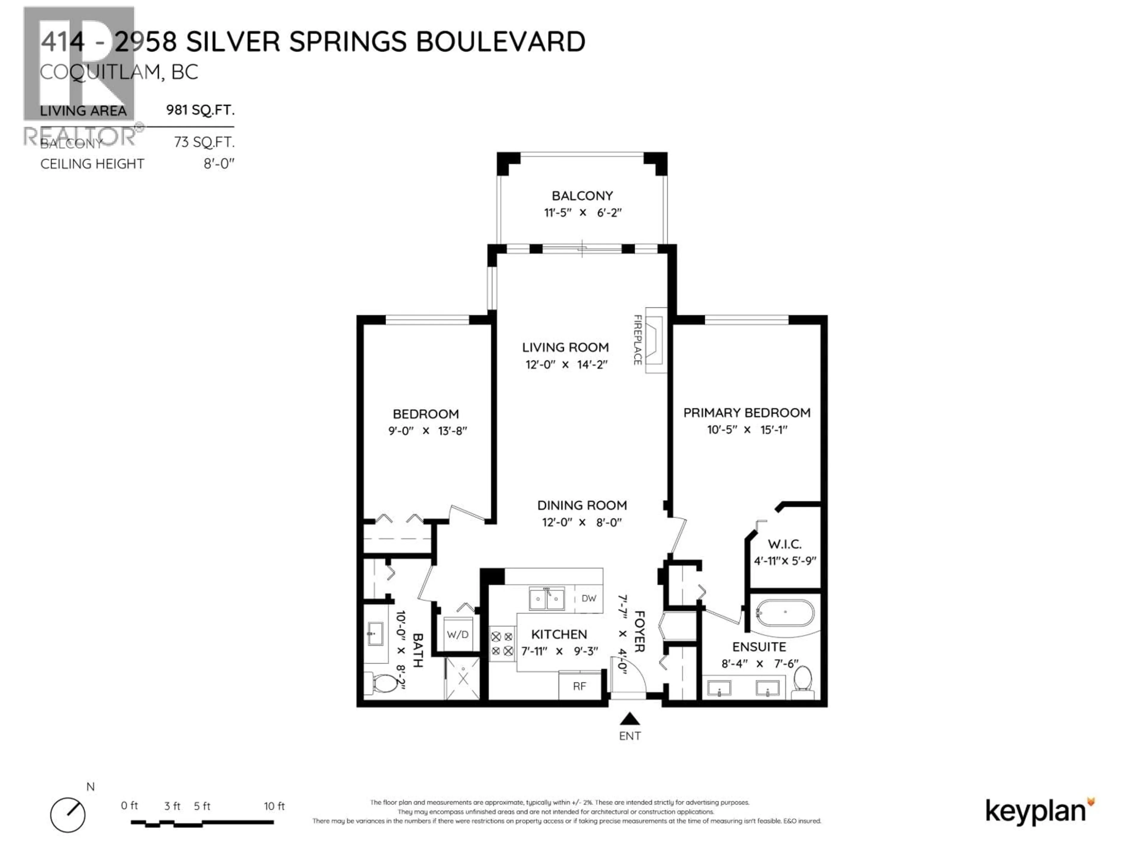 Floor plan for 414 - 2958 SILVER SPRING BOULEVARD, Coquitlam British Columbia V3E3R9